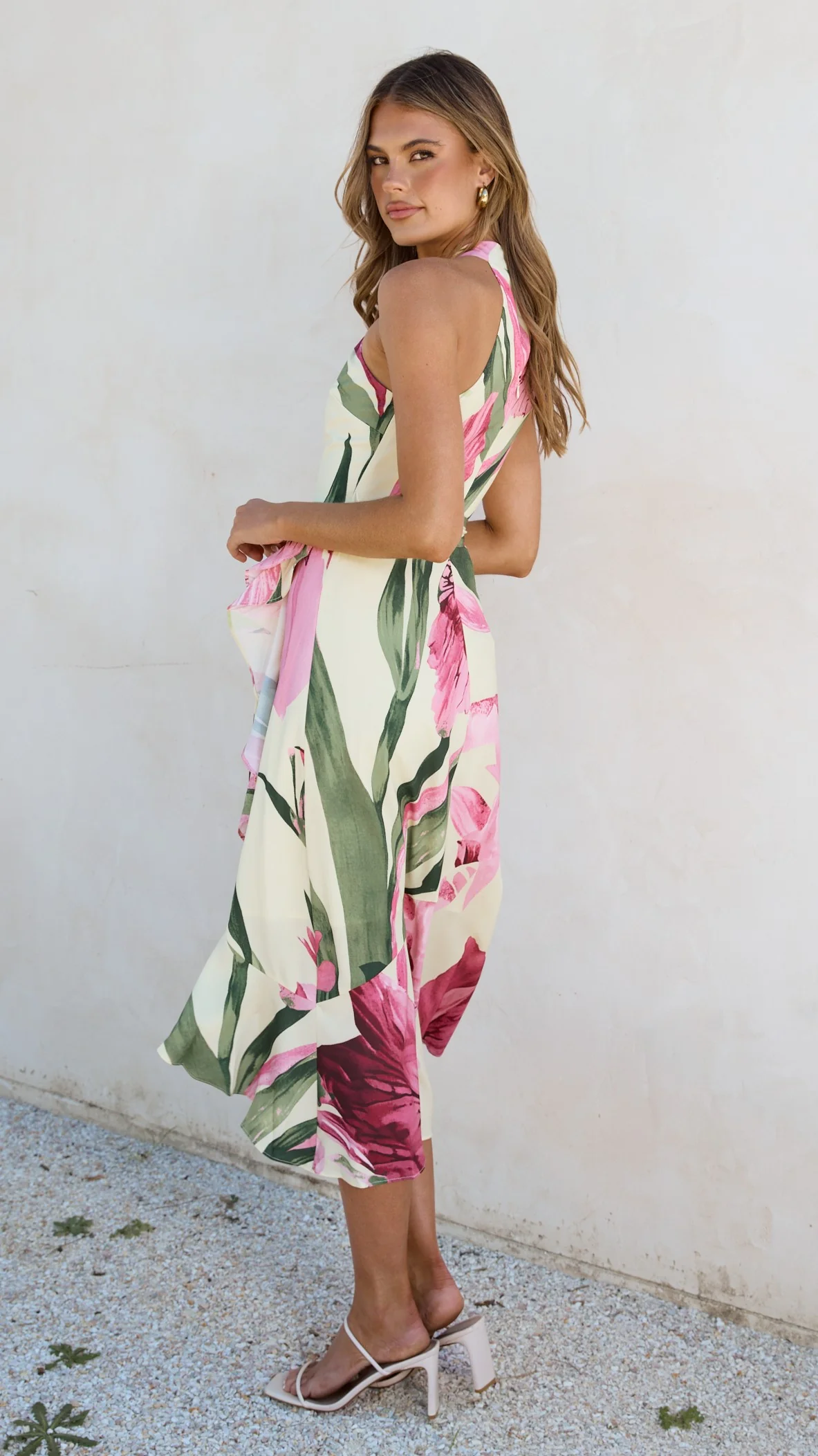 Alma Midi Dress - Lemon/Pink Floral