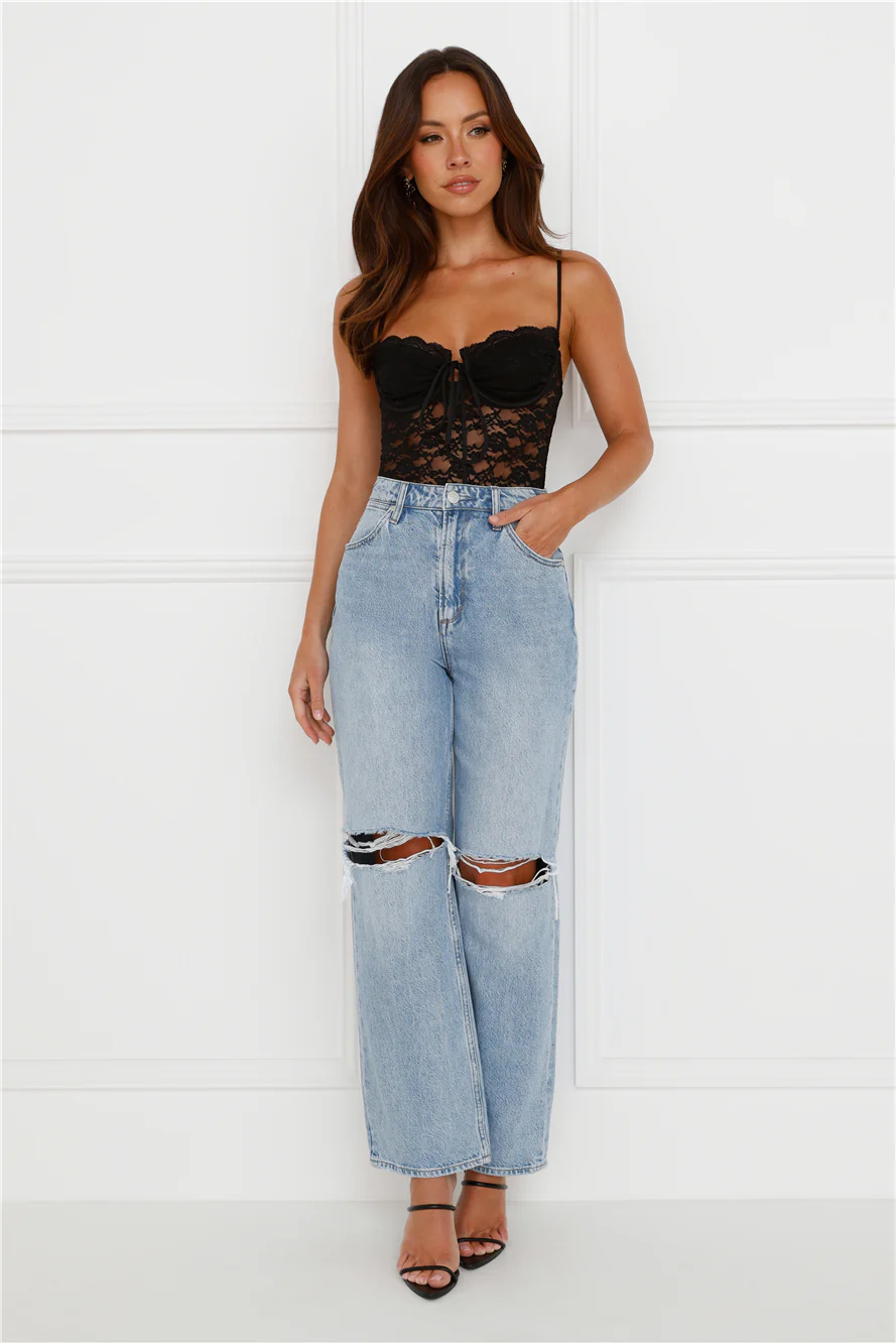 Promise Please Lace Bodysuit Black