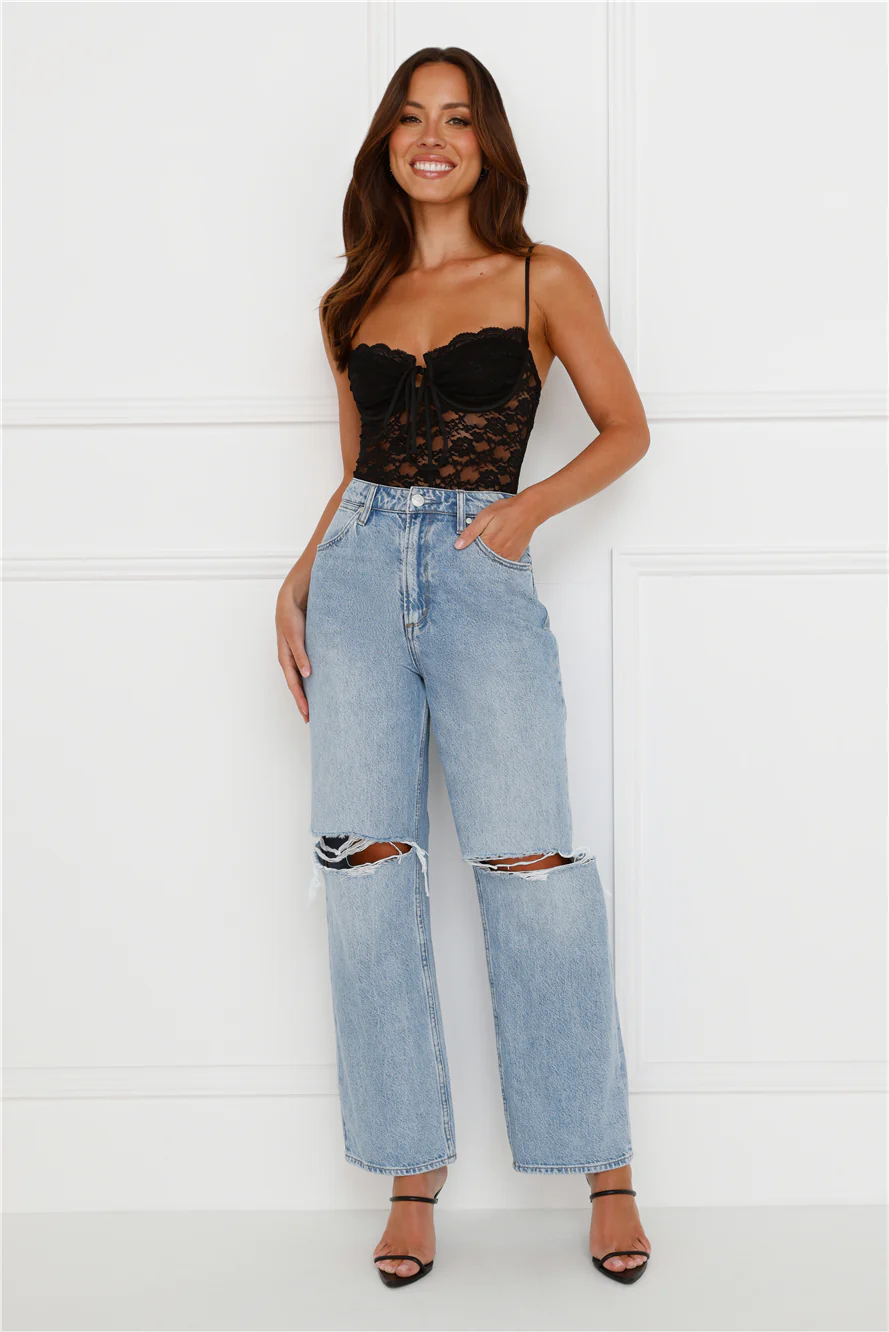 Promise Please Lace Bodysuit Black