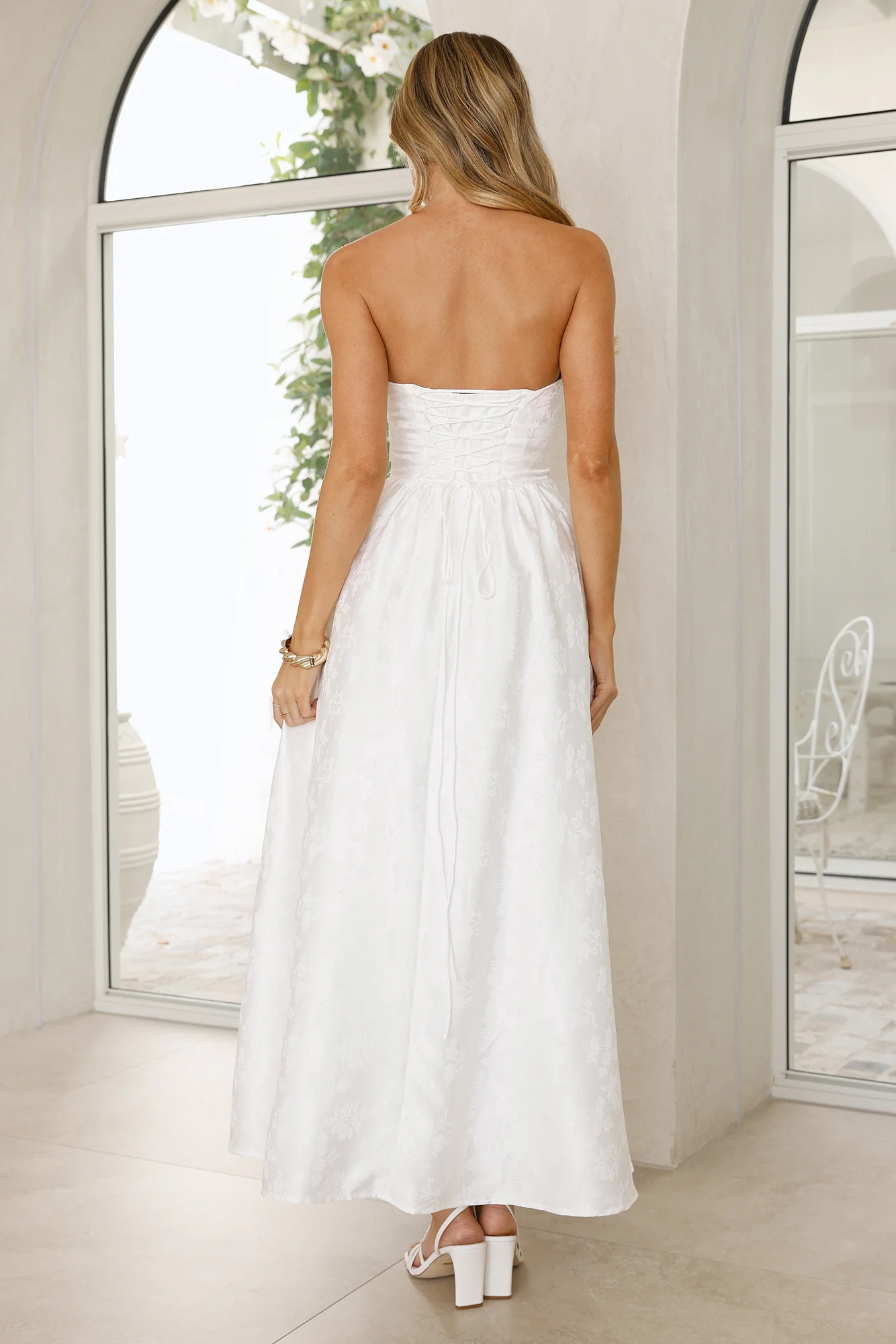 Dancing In Magic Strapless Maxi Dress White