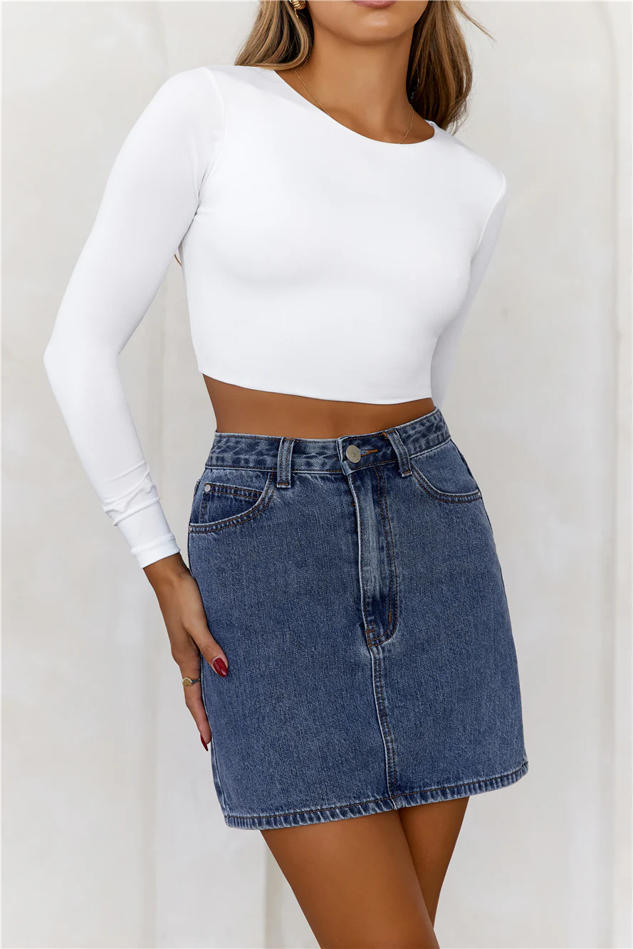 BASE Errands All Day Long Sleeve Crop Top White