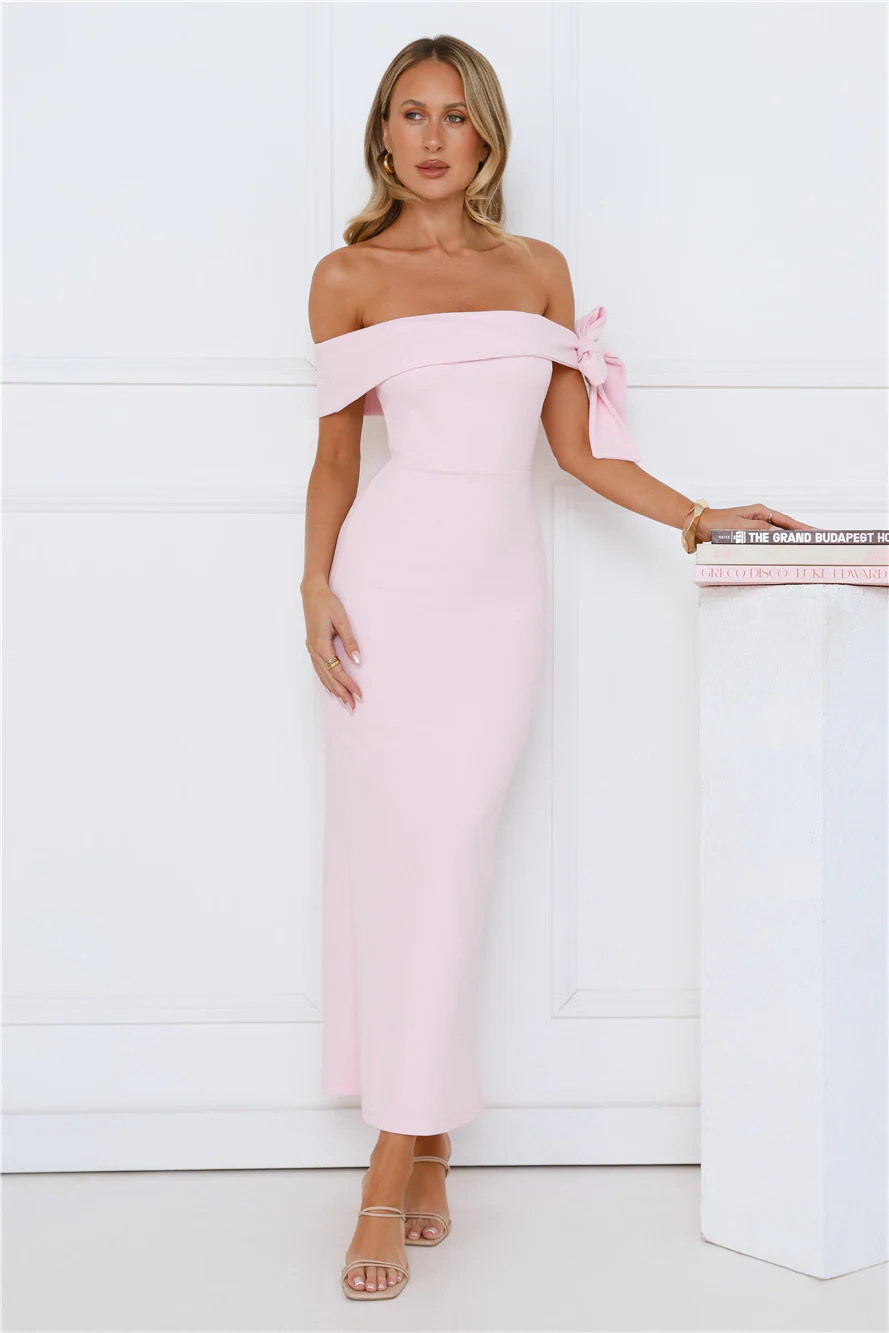 Candlelight Dream Off Shoulder Maxi Dress Pink