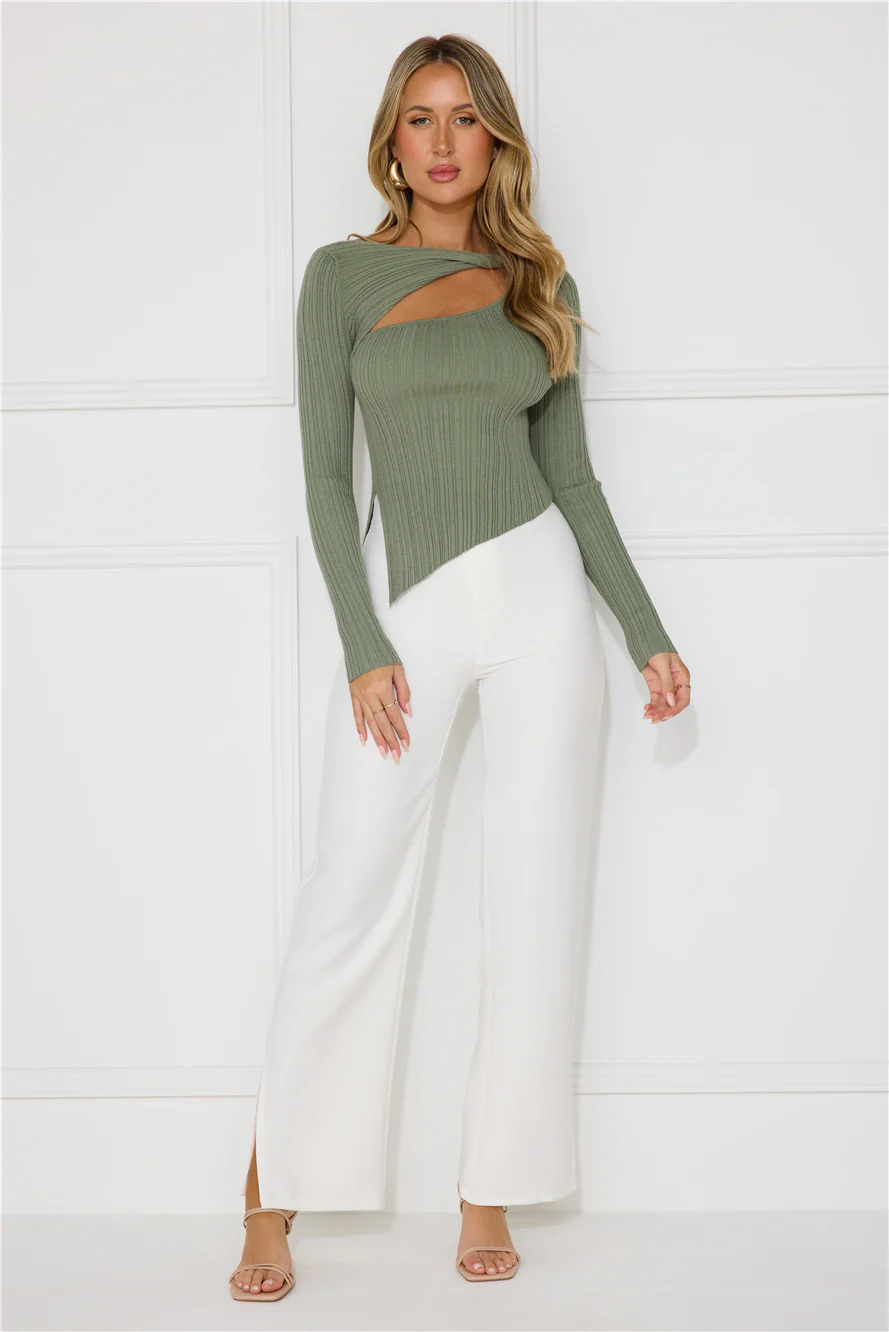 Off To Work Long Sleeve Top Khaki