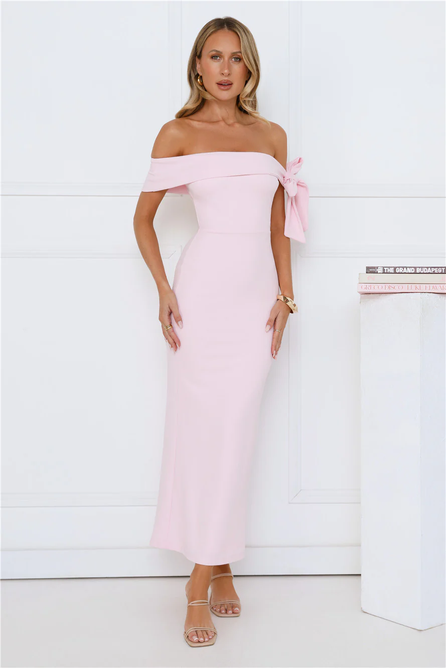 Candlelight Dream Off Shoulder Maxi Dress Pink