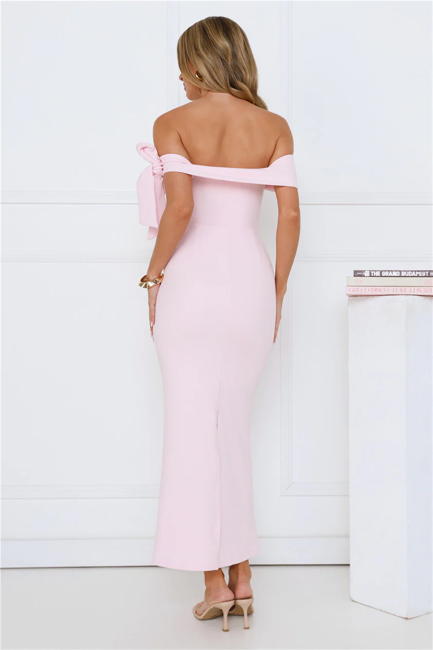 Candlelight Dream Off Shoulder Maxi Dress Pink