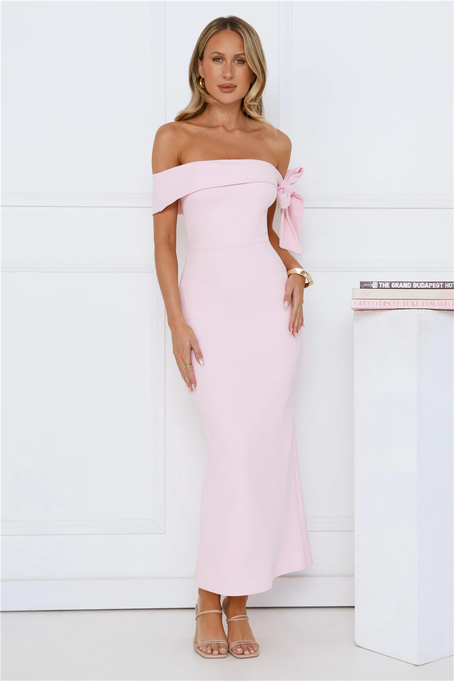 Candlelight Dream Off Shoulder Maxi Dress Pink