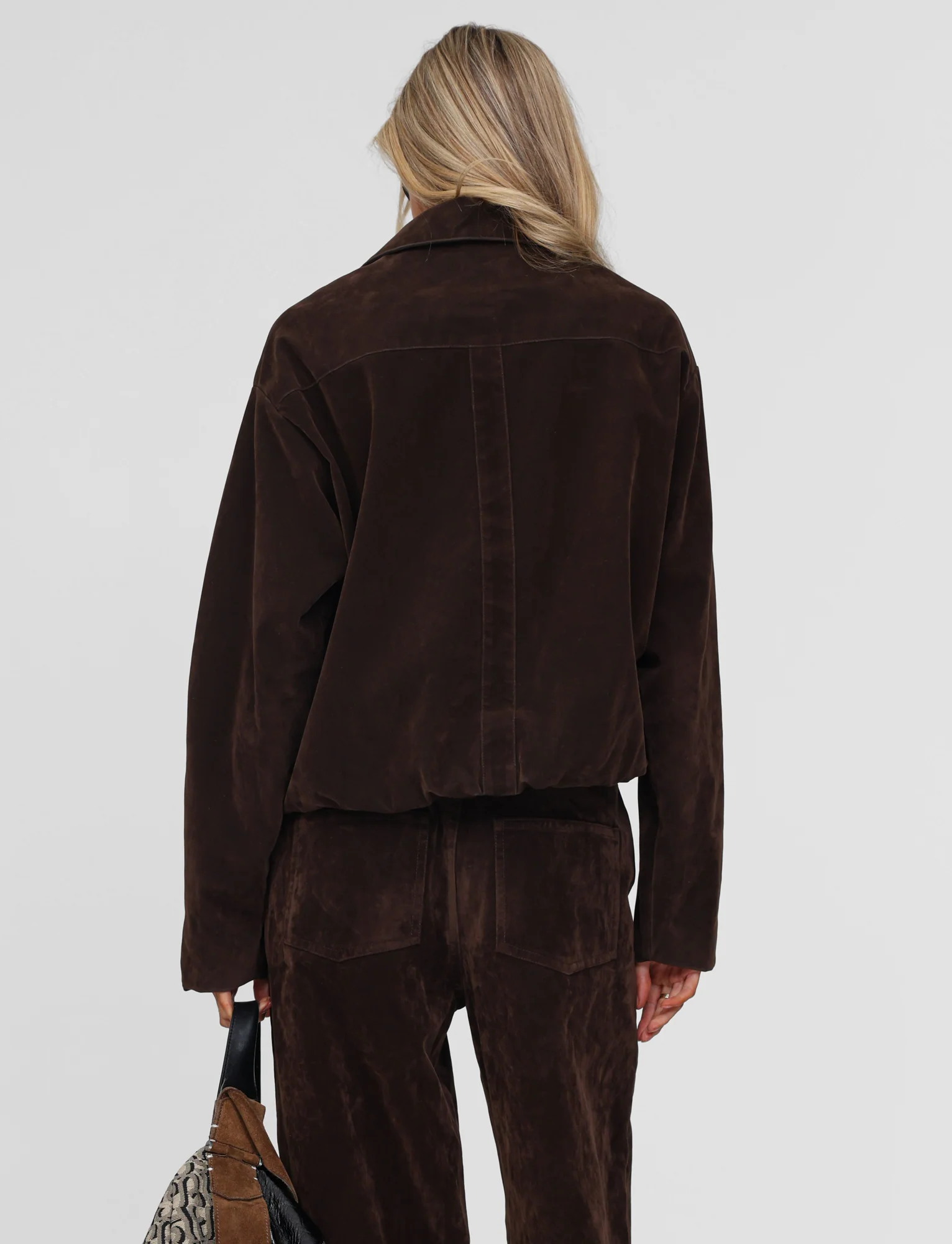 CAMELLIA BOMBER JACKET - CHOCOLATE SUEDE