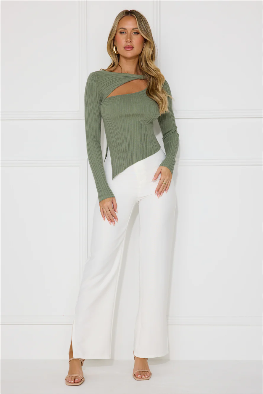 Off To Work Long Sleeve Top Khaki