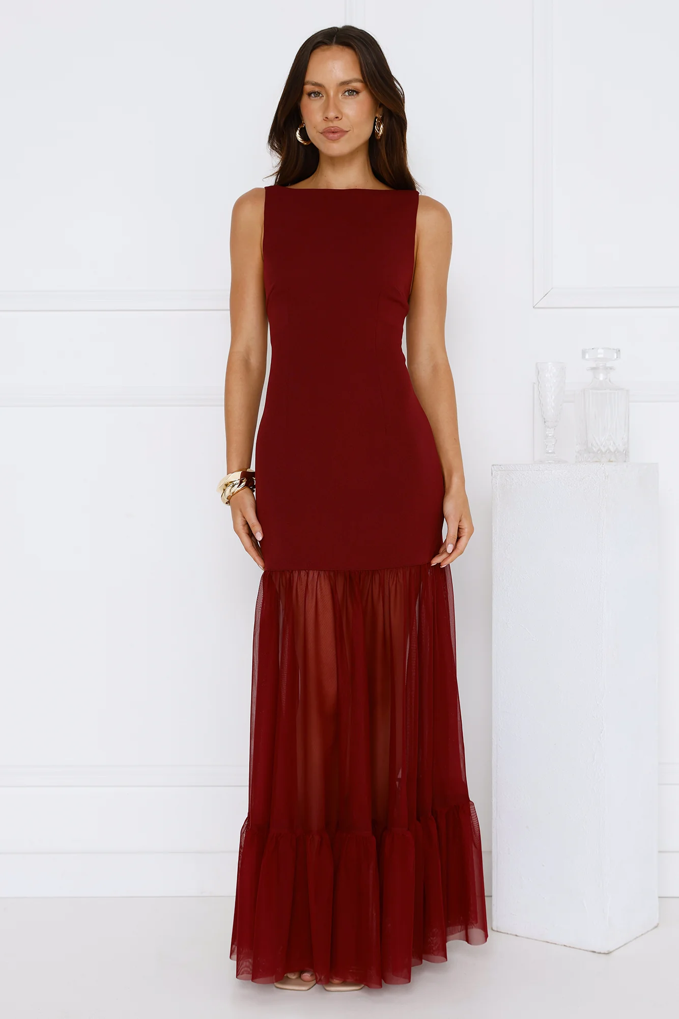 Chic Whispers Maxi Dress Burgundy
