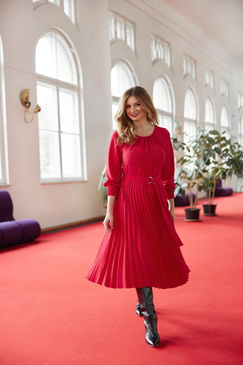 Danielle czerwona plisowana sukienka