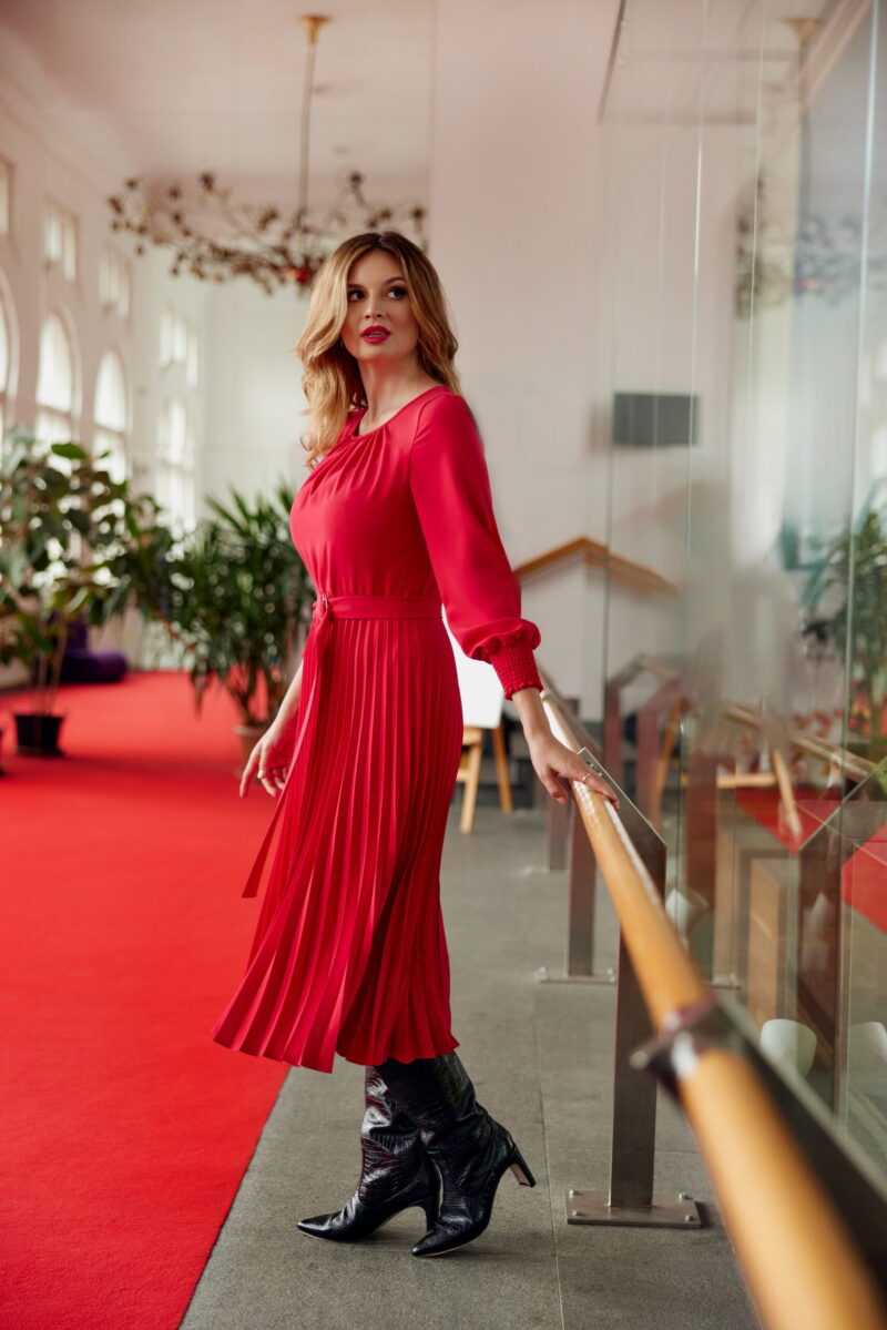 Danielle czerwona plisowana sukienka