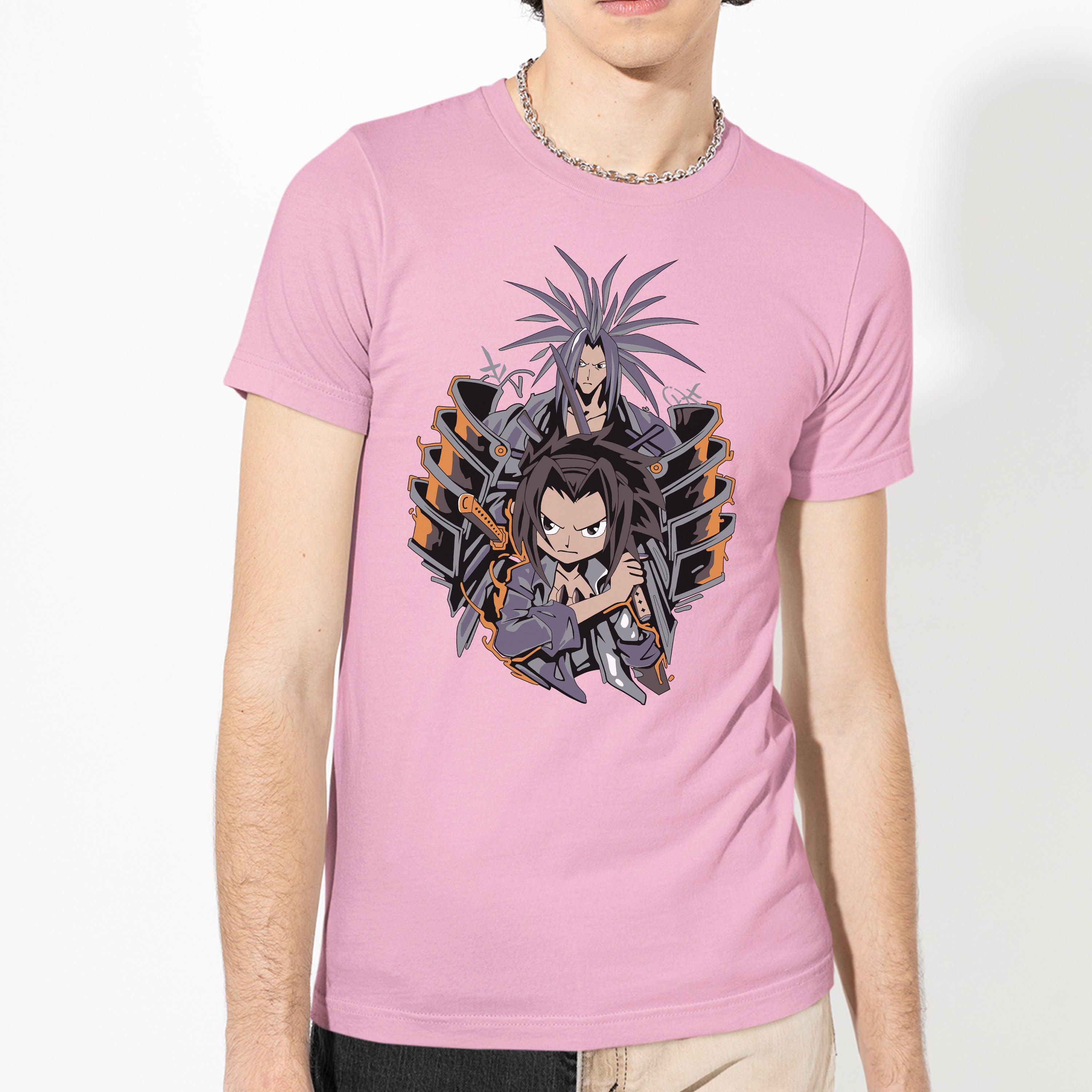 Camiseta Básica Yoh e Amidamaru Shaman King