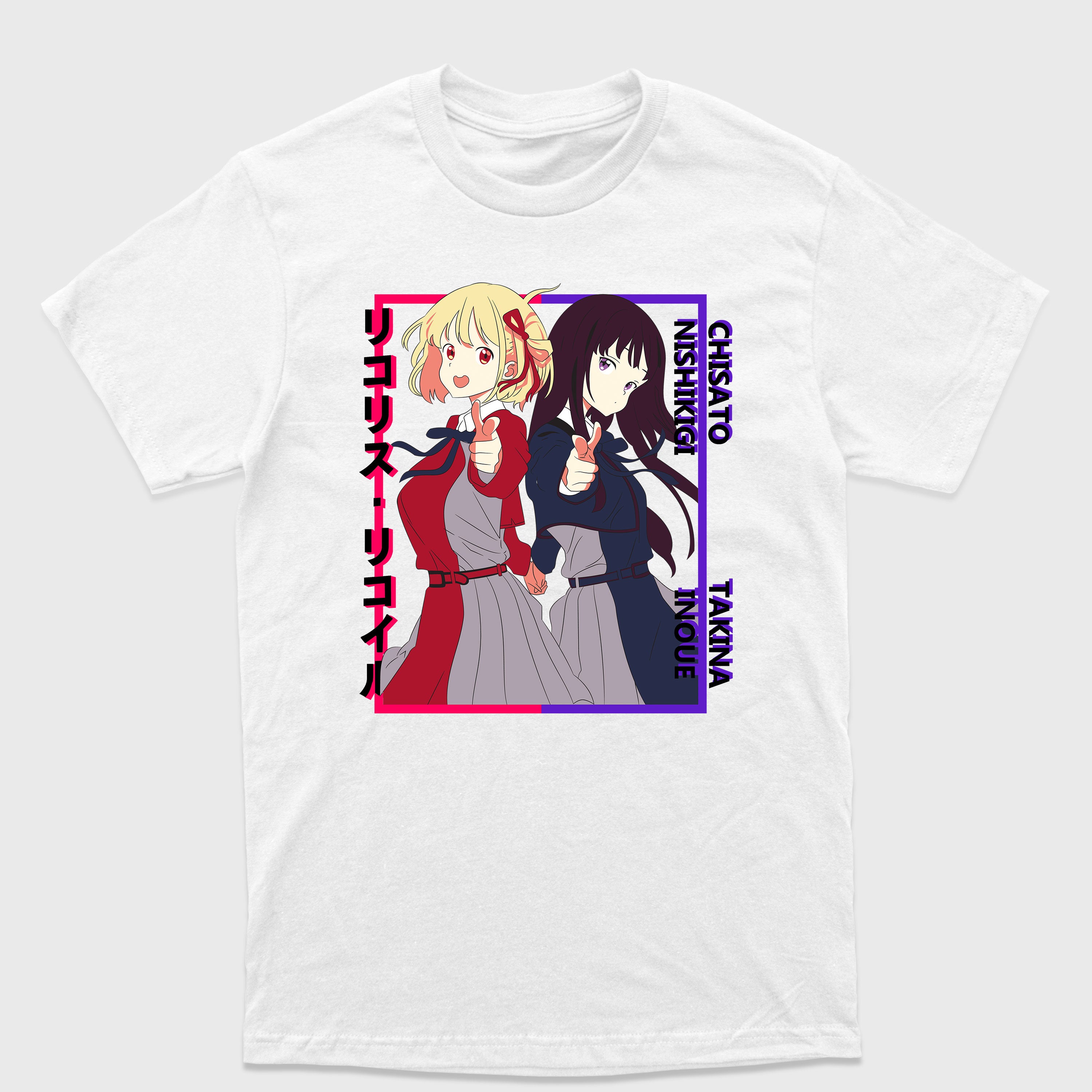 Camiseta Básica Lycoris Recoil Chisato e Takina