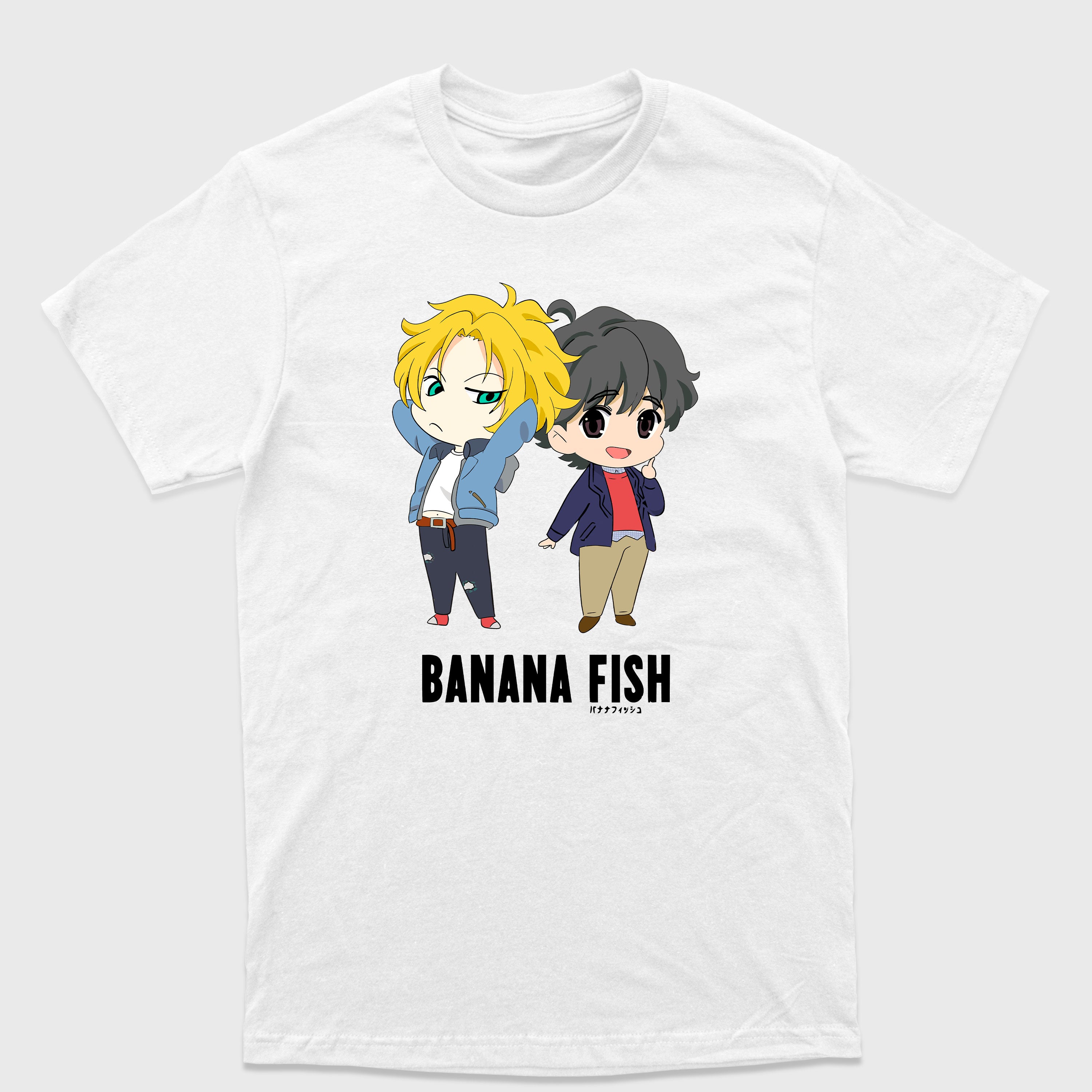 Camiseta Básica Eiji e Ash Chibi Banana Fish