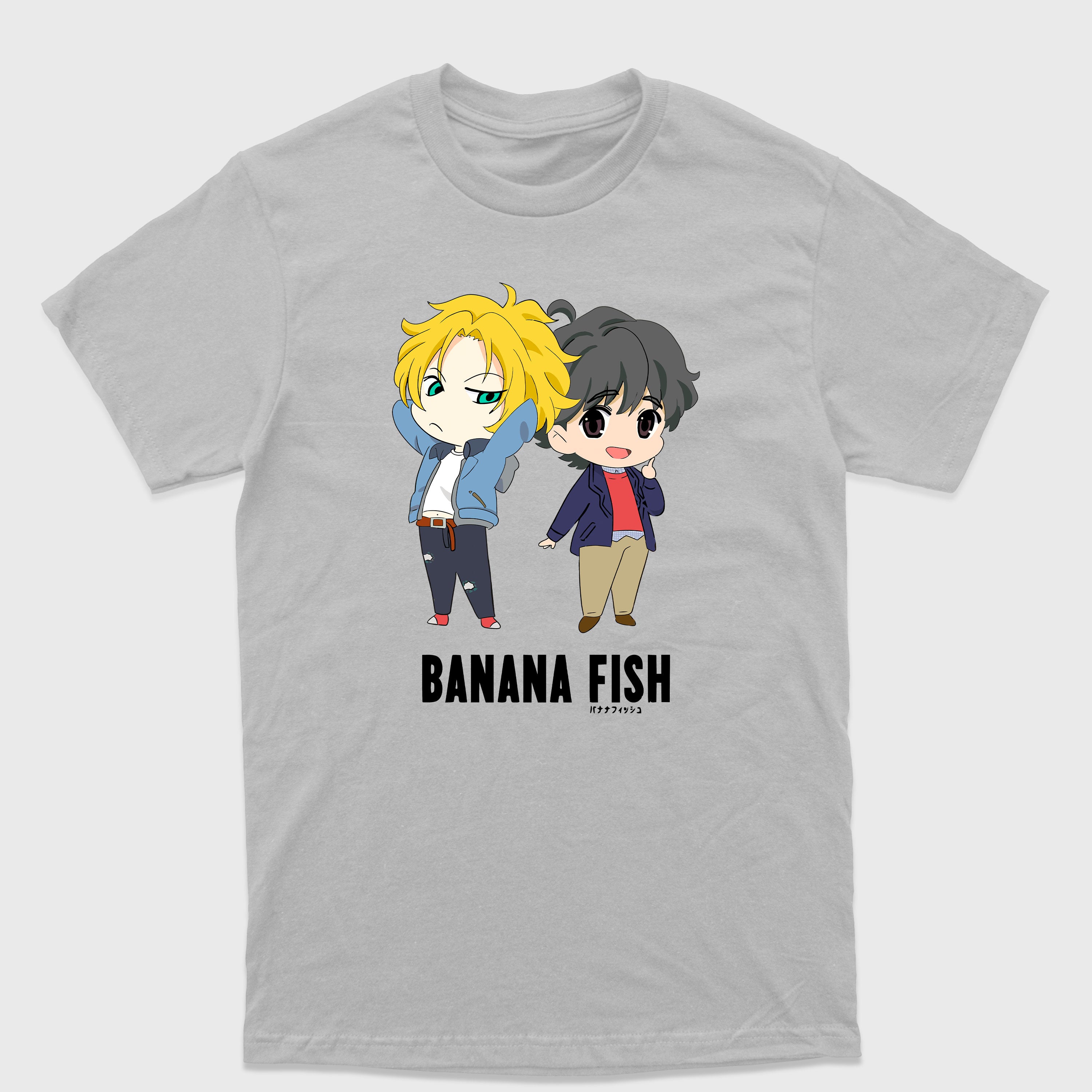 Camiseta Básica Eiji e Ash Chibi Banana Fish