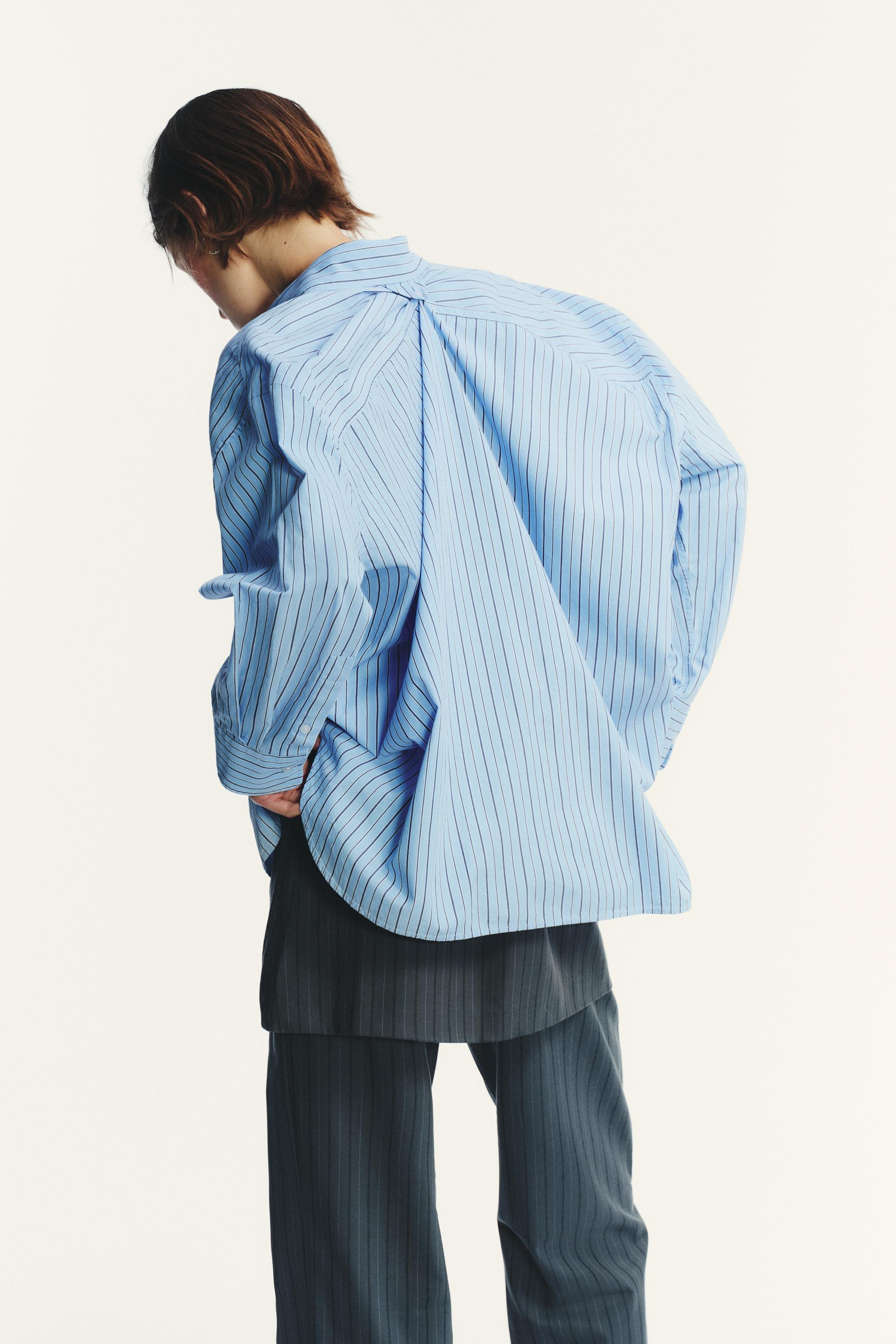 OVERSIZED STRIPED POPLIN SHIRT