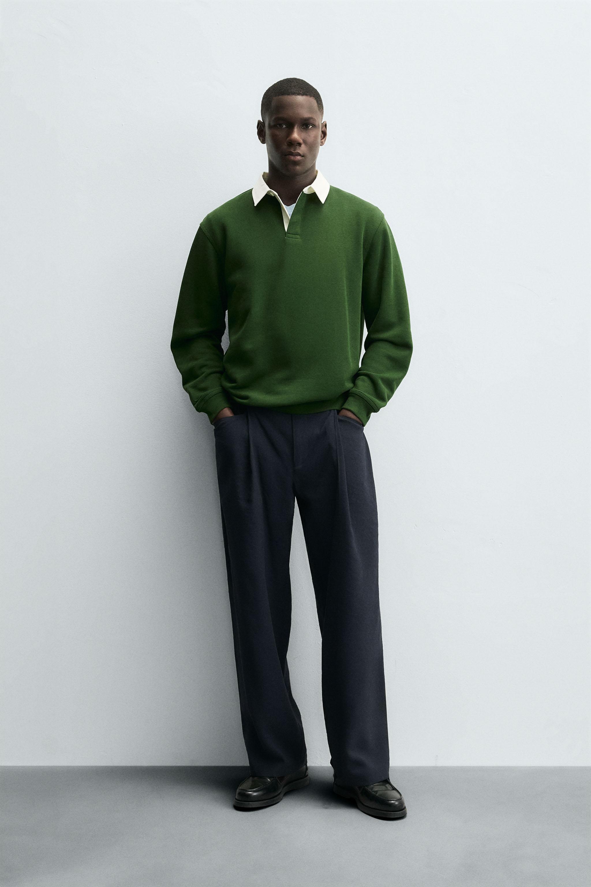 CONTRAST COLLAR POLO SWEATSHIRT