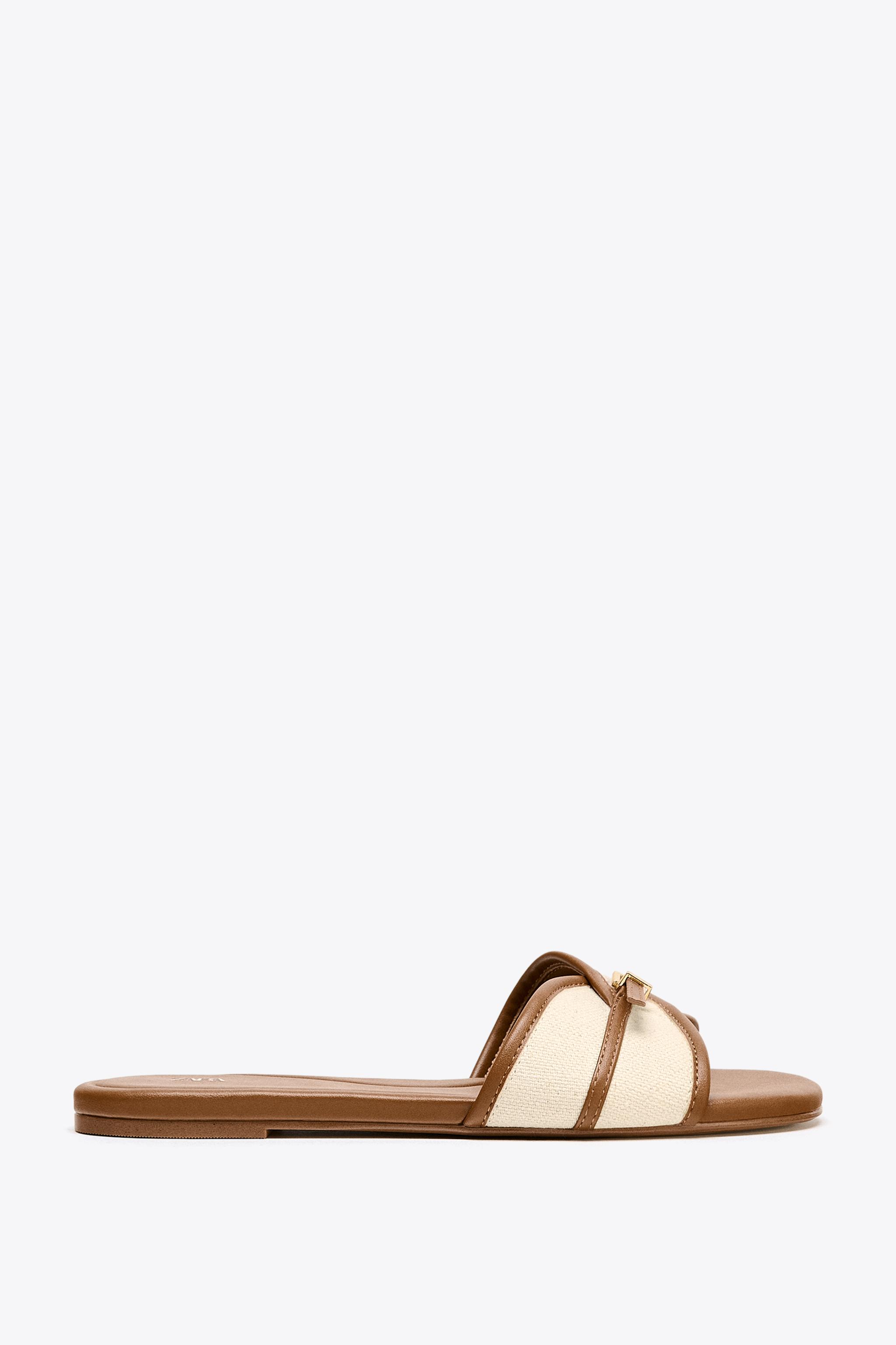 FLAT CANVAS SANDALS WITH BUCKLE