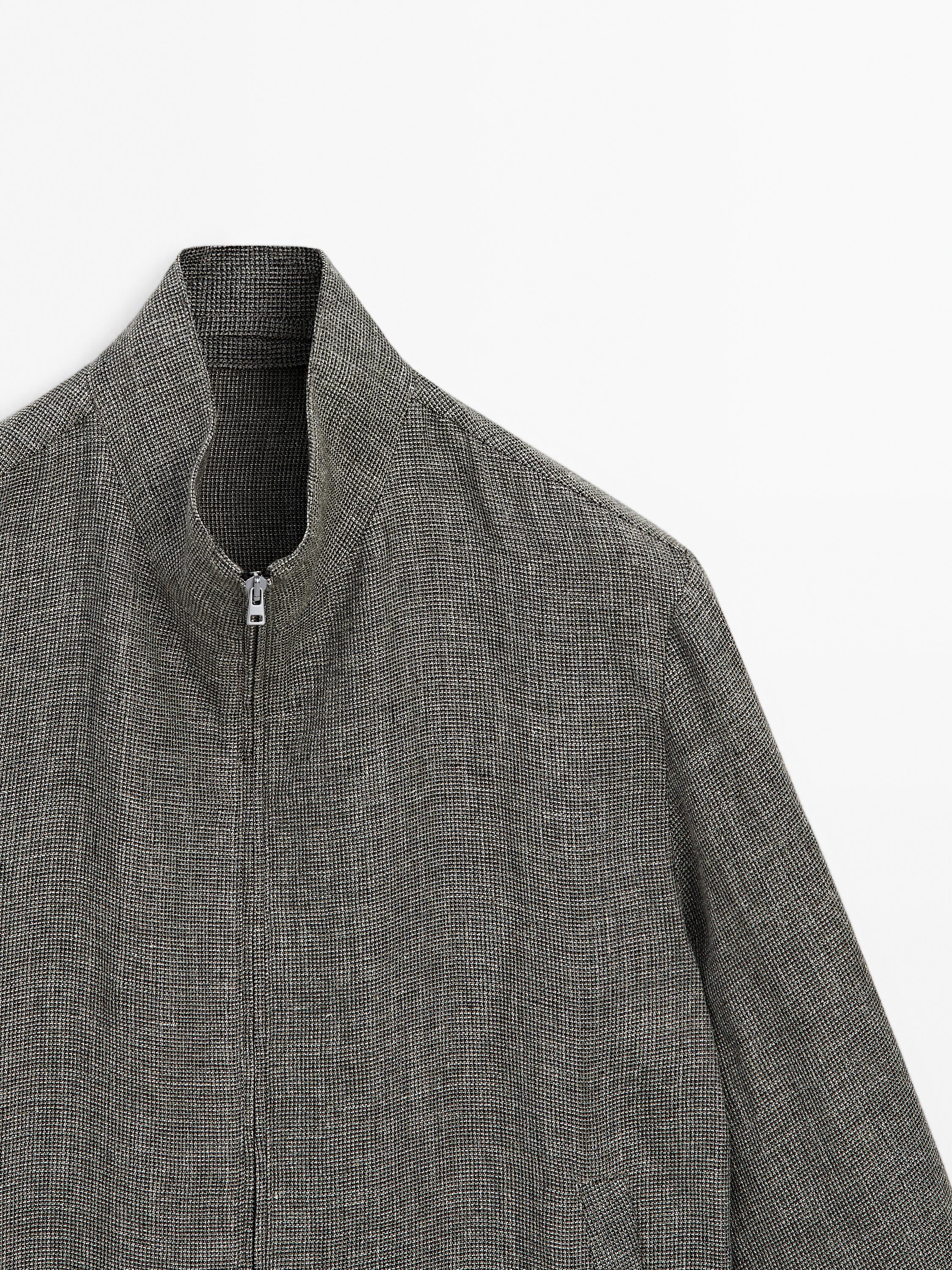 Faded textured linen blend jacket
