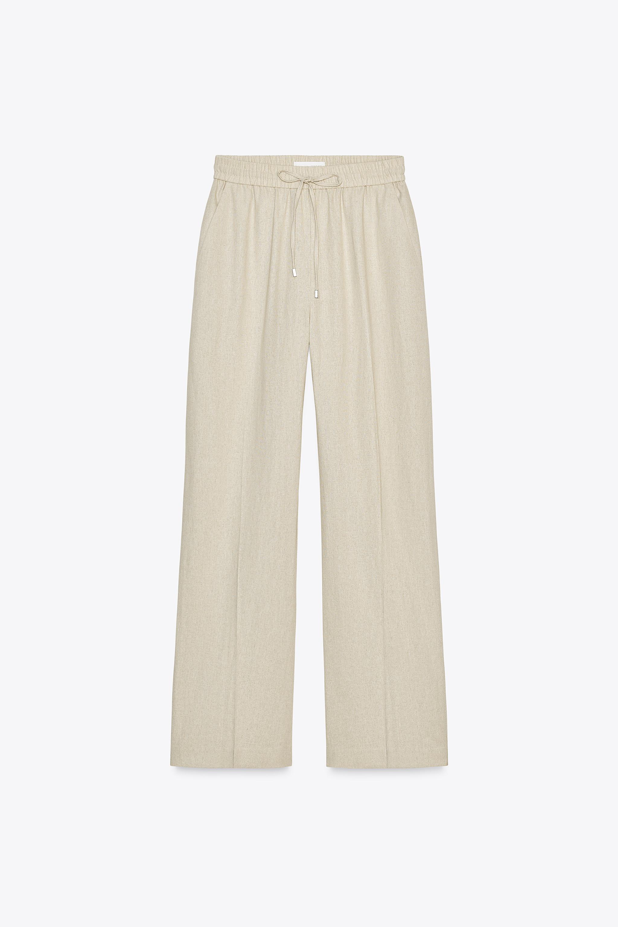 LINEN BLEND STRAIGHT PANTS