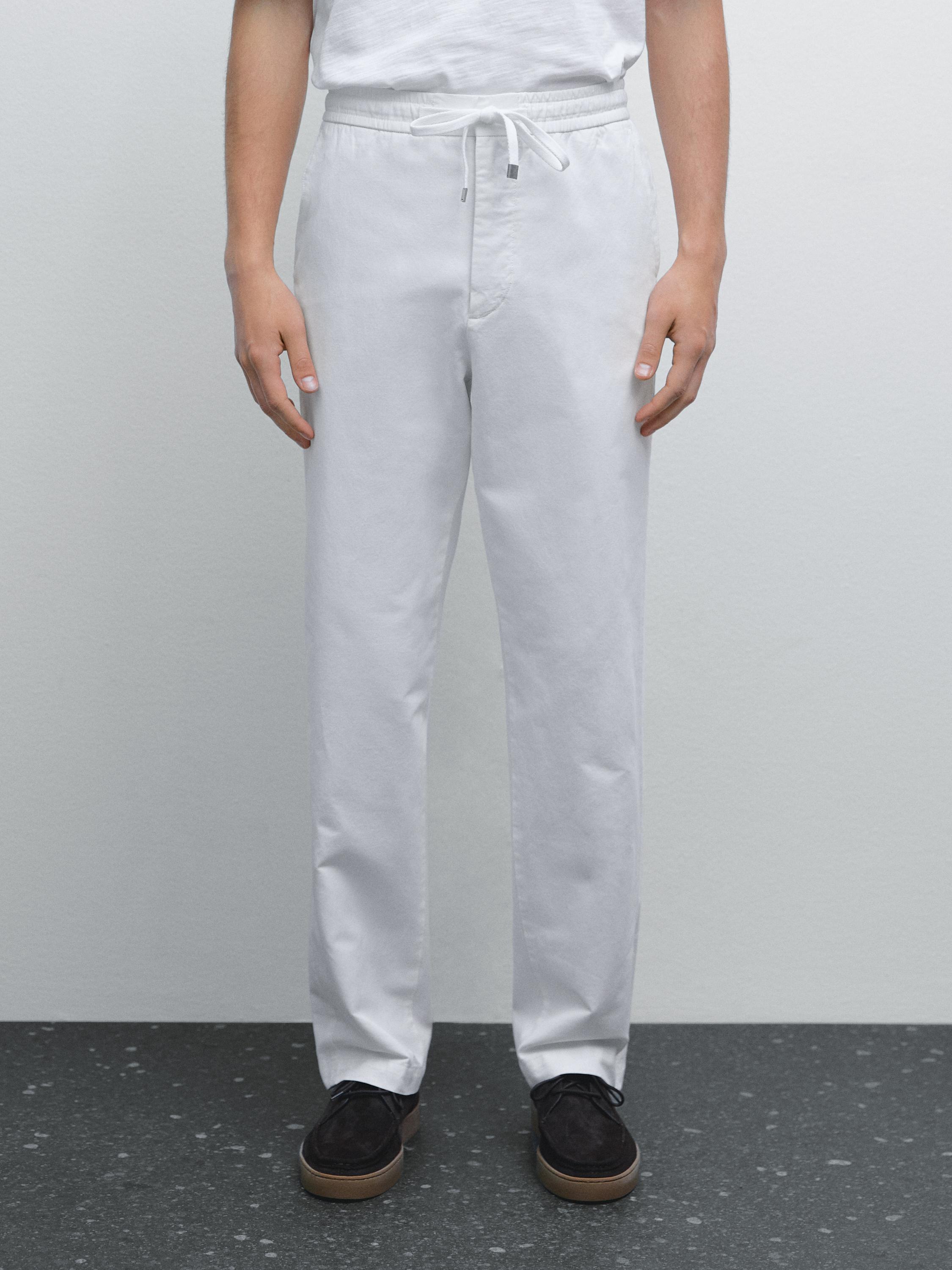 Cotton blend jogger fit trousers