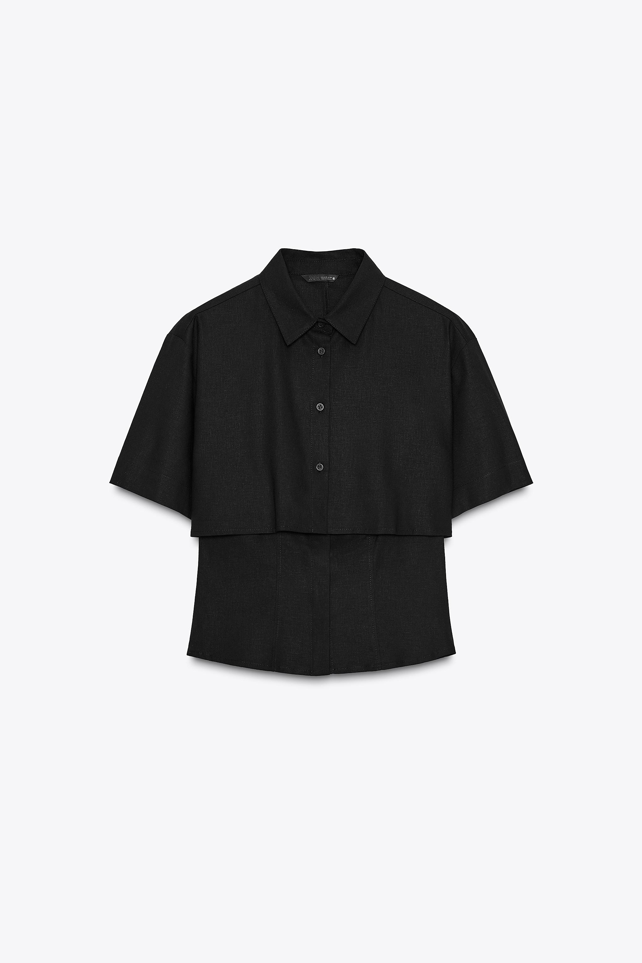 FITTED DOUBLE LAYER LINEN SHIRT