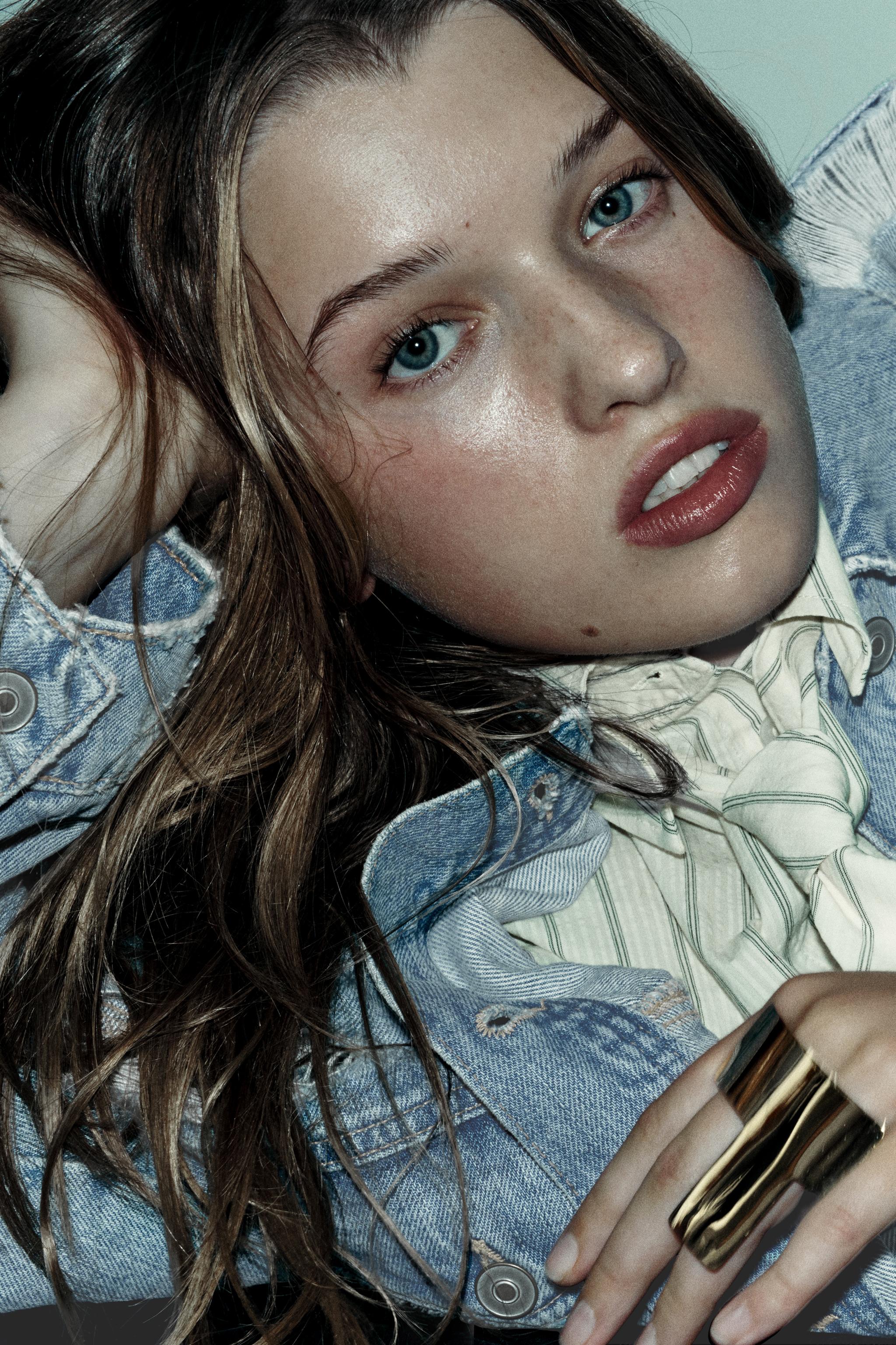 TRF RIPPED DENIM OVERSHIRT