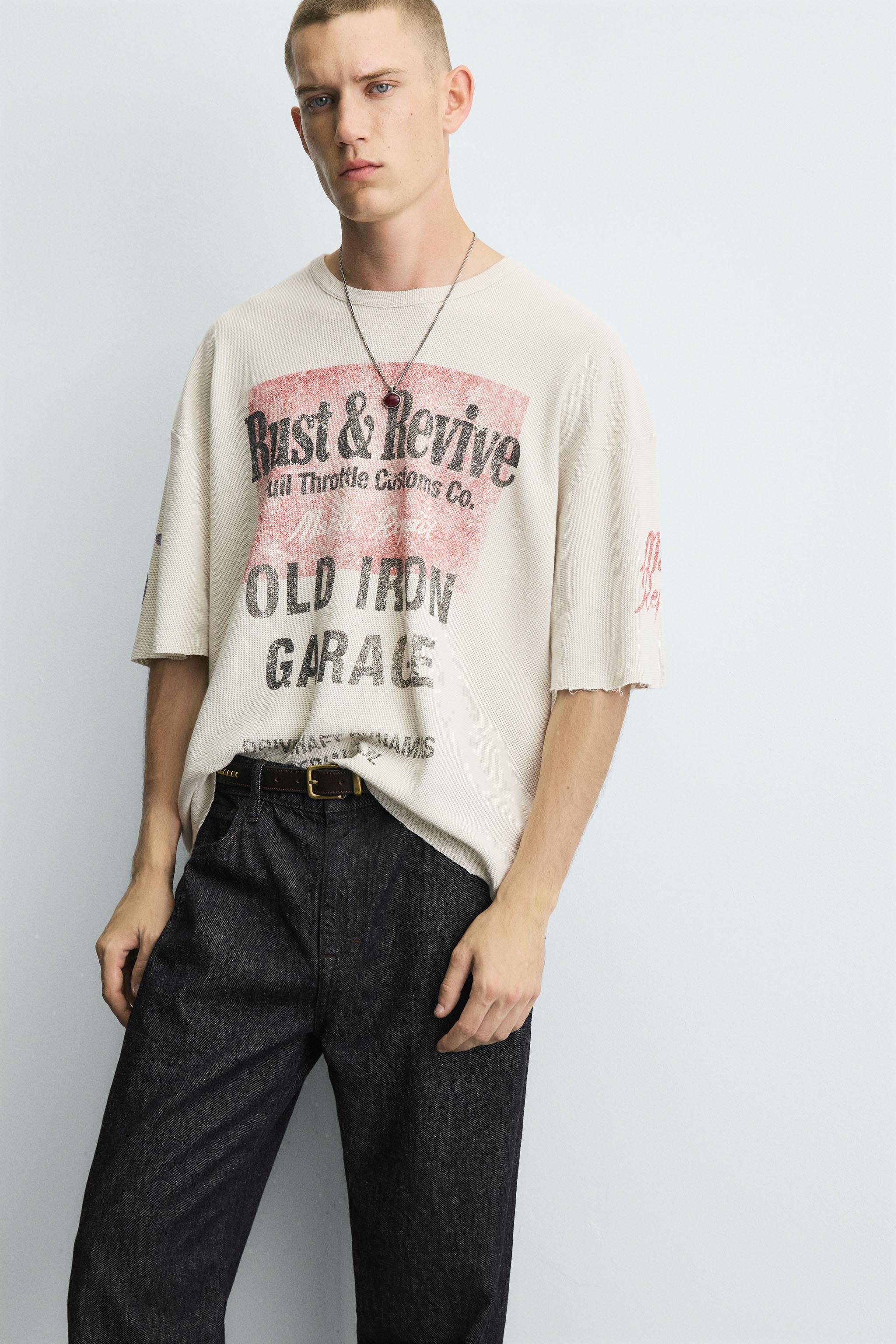 WASHED PRINT KNIT T-SHIRT