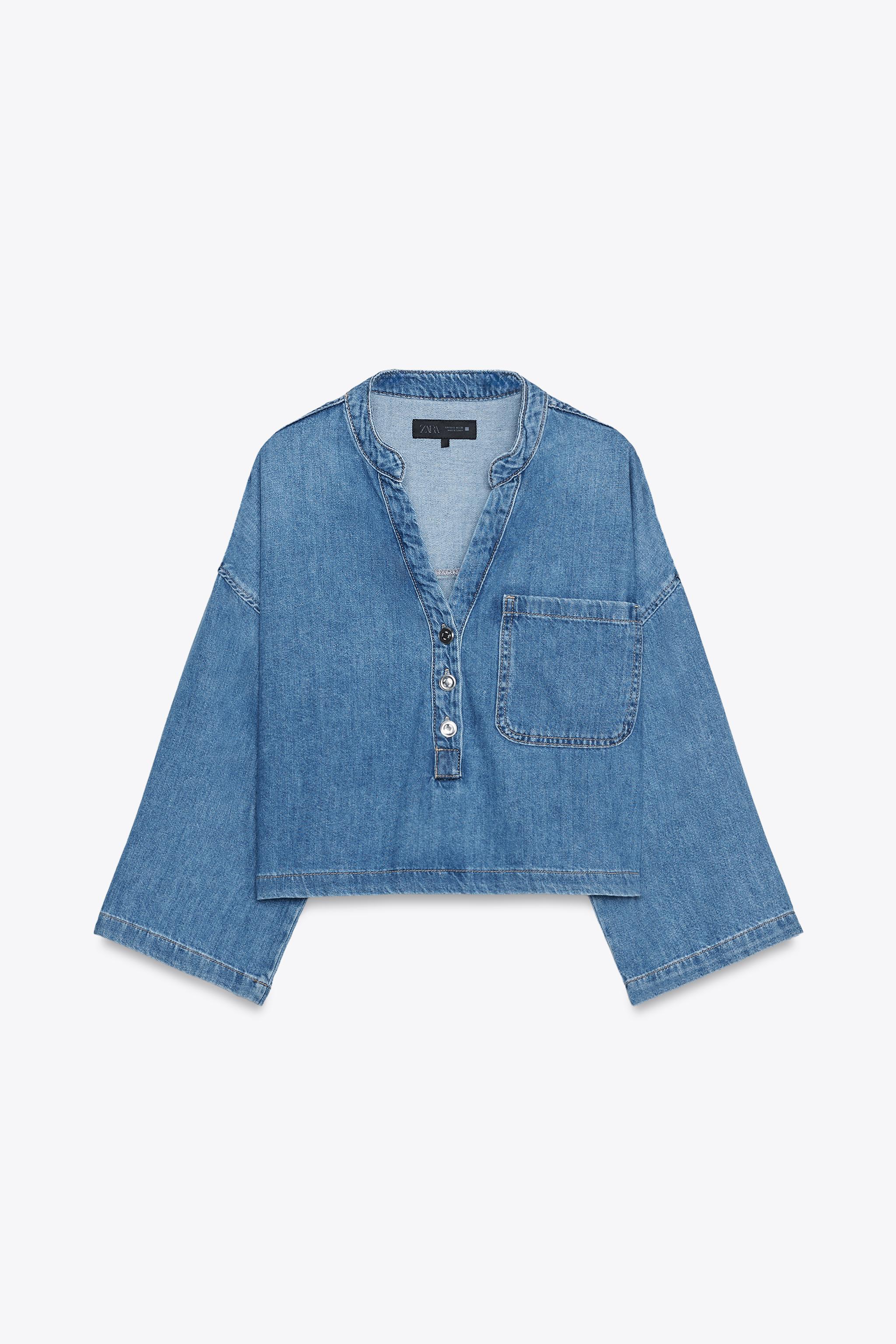 MANDARIN COLLAR DENIM SHIRT