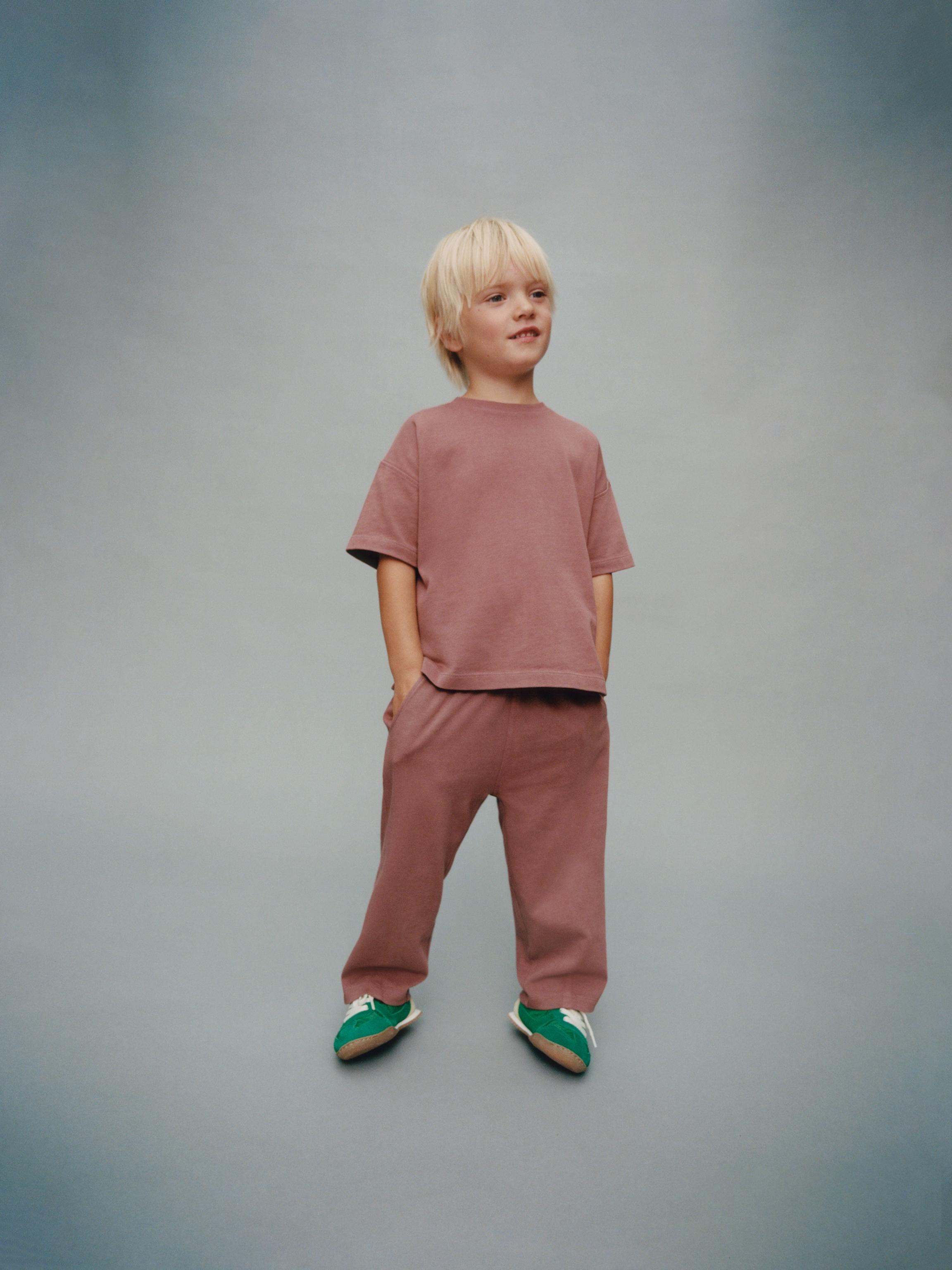 PLAIN WIDE LEG T-SHIRT AND PANTS SET