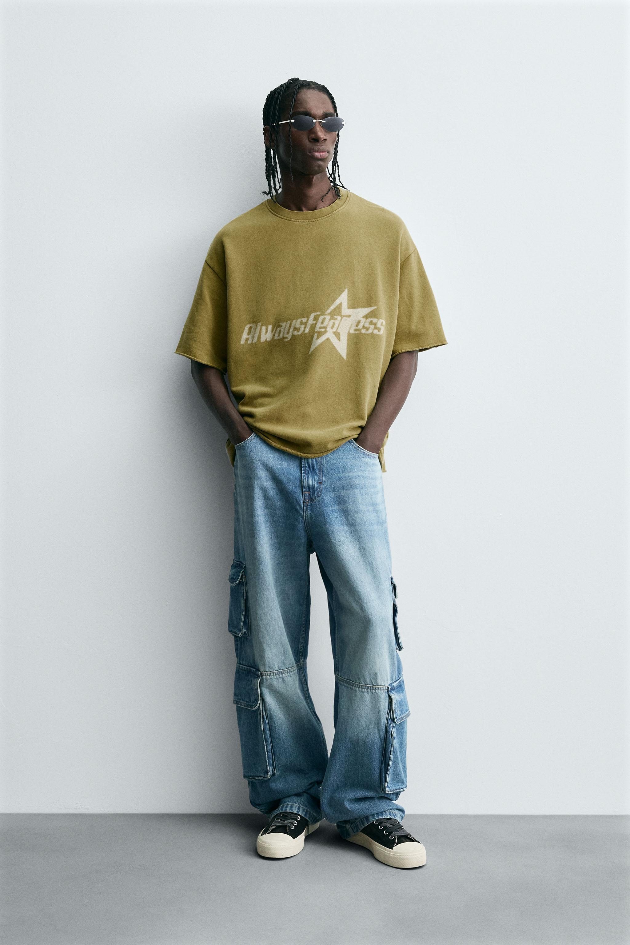 GARMENT-DYED TEXT PRINT SWEATSHIRT
