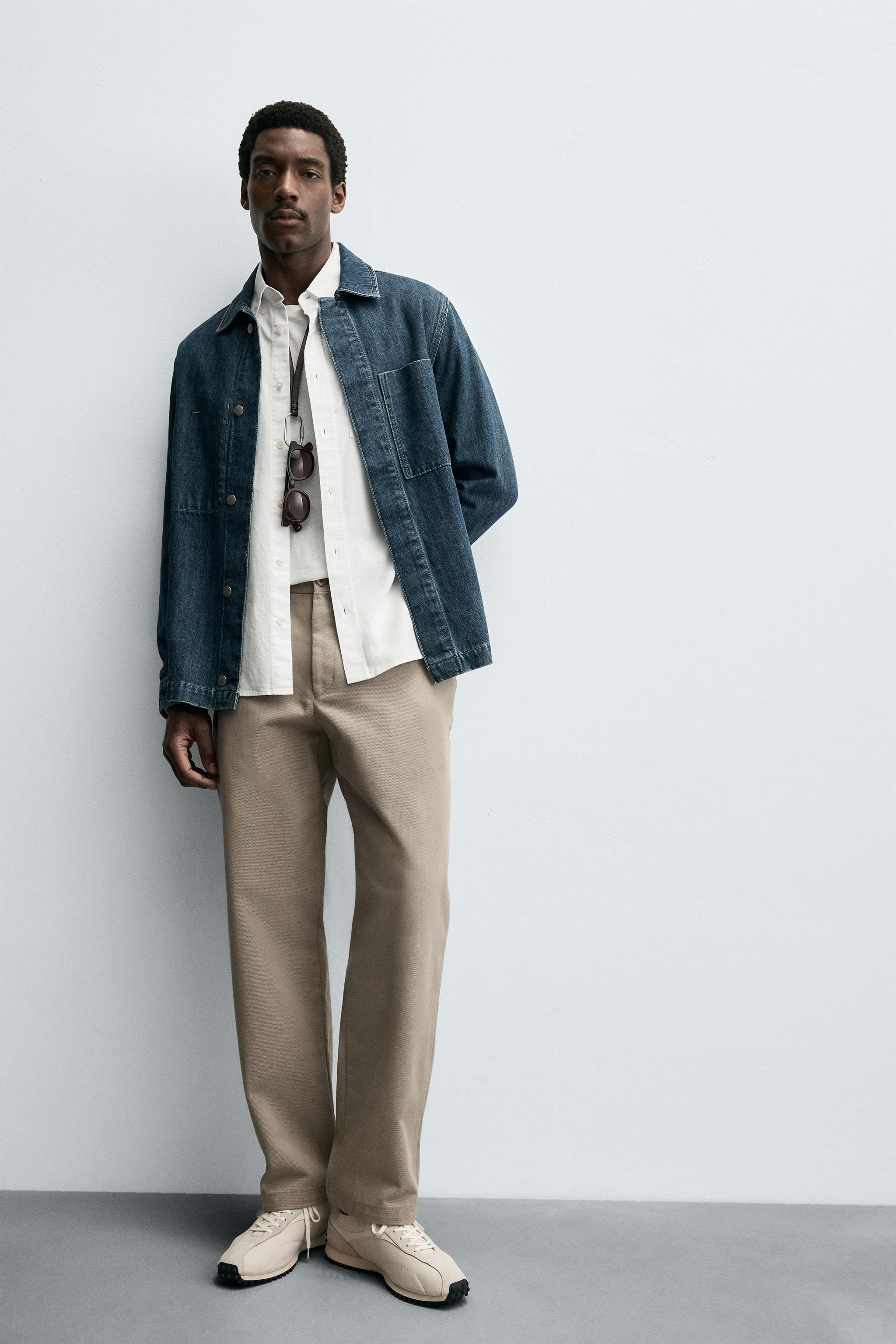 TEXTURED STRAIGHT FIT PANTS