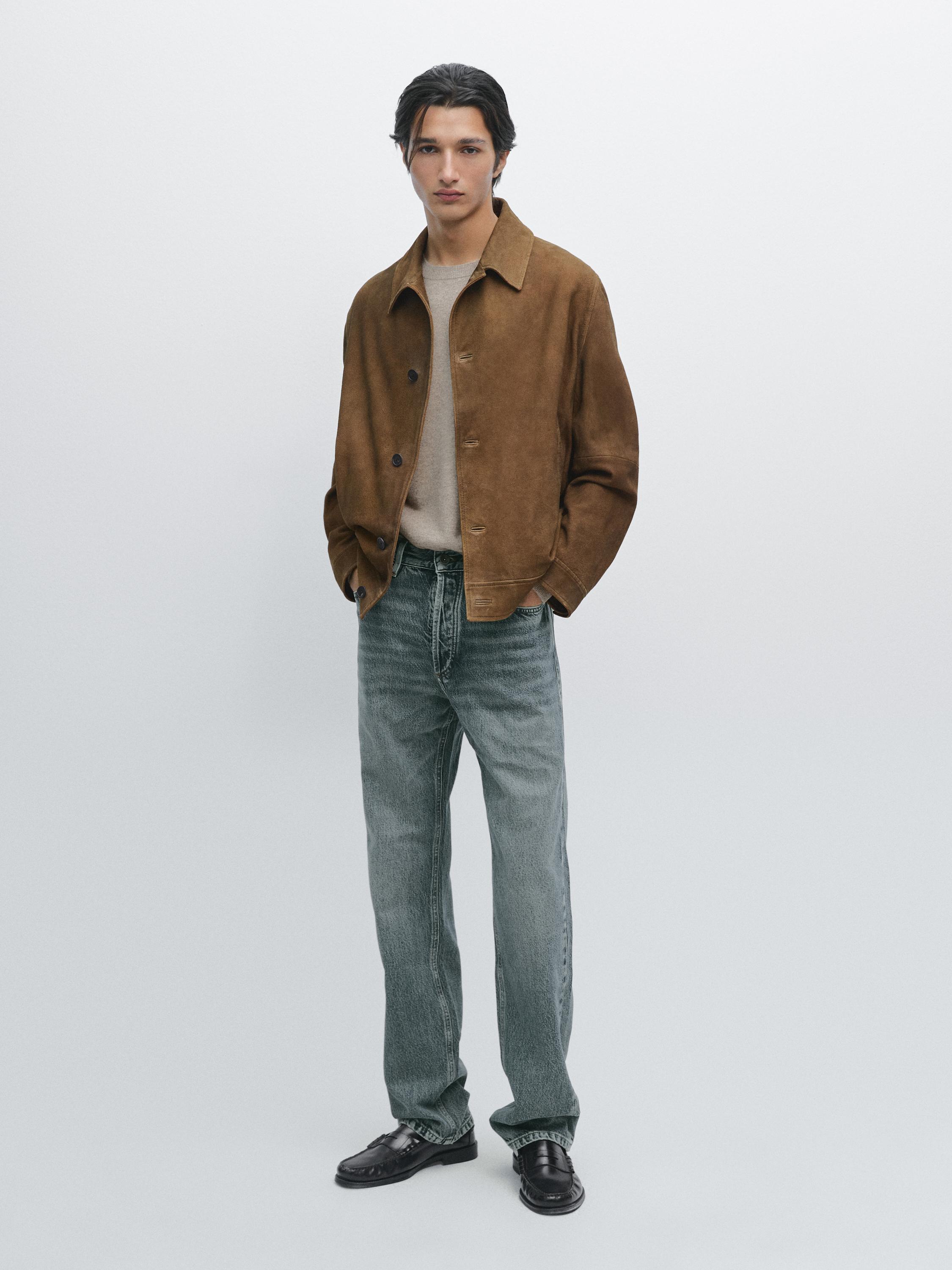 Nappa leather jacket with buttons