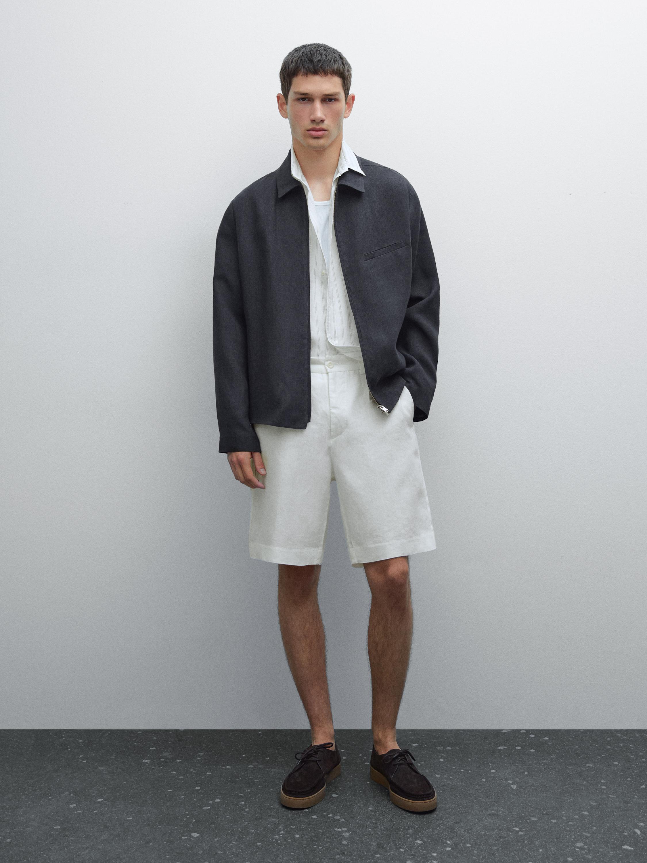 Lightweight 100% linen Bermuda shorts