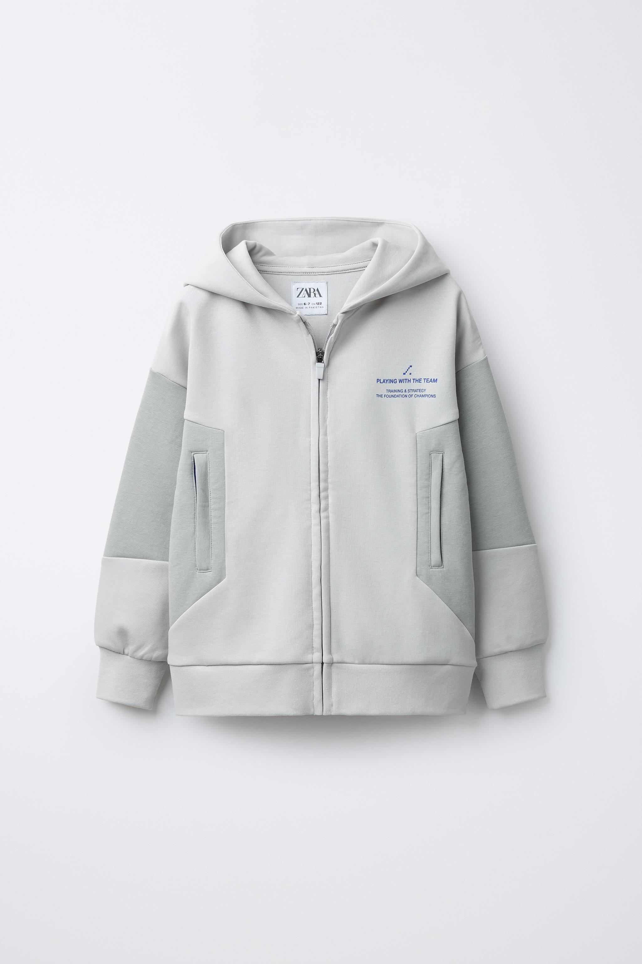 SPORTY TEXT ZIP-UP SWEATSHIRT