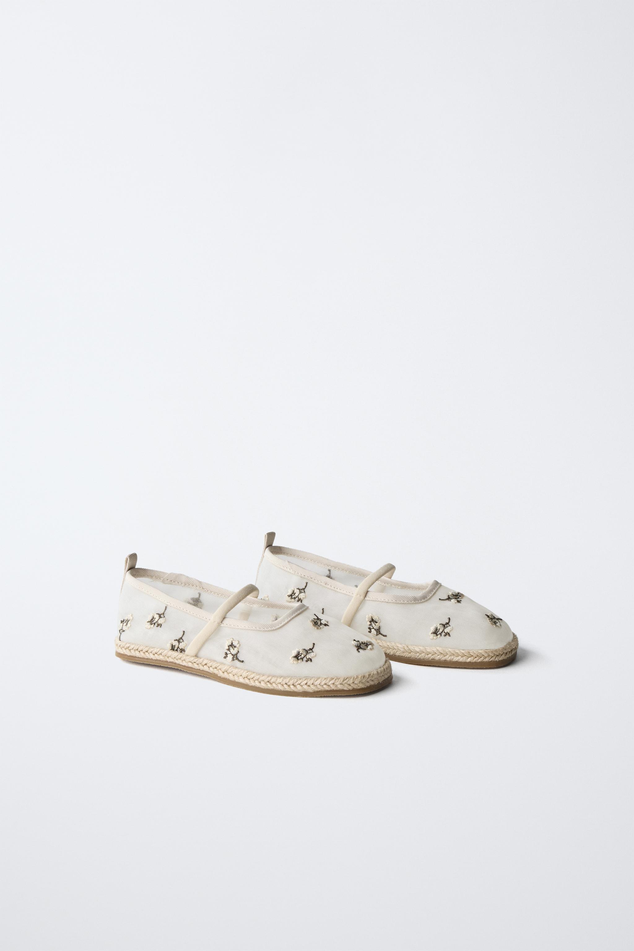 EMBROIDERED JUTE BALLET FLATS