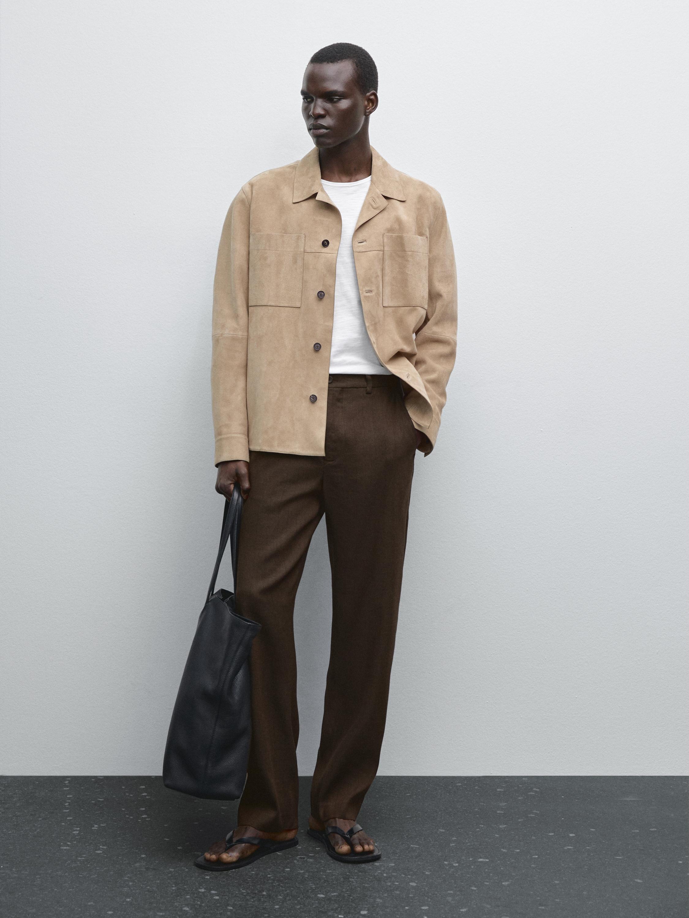 Straight-leg pinstripe trousers