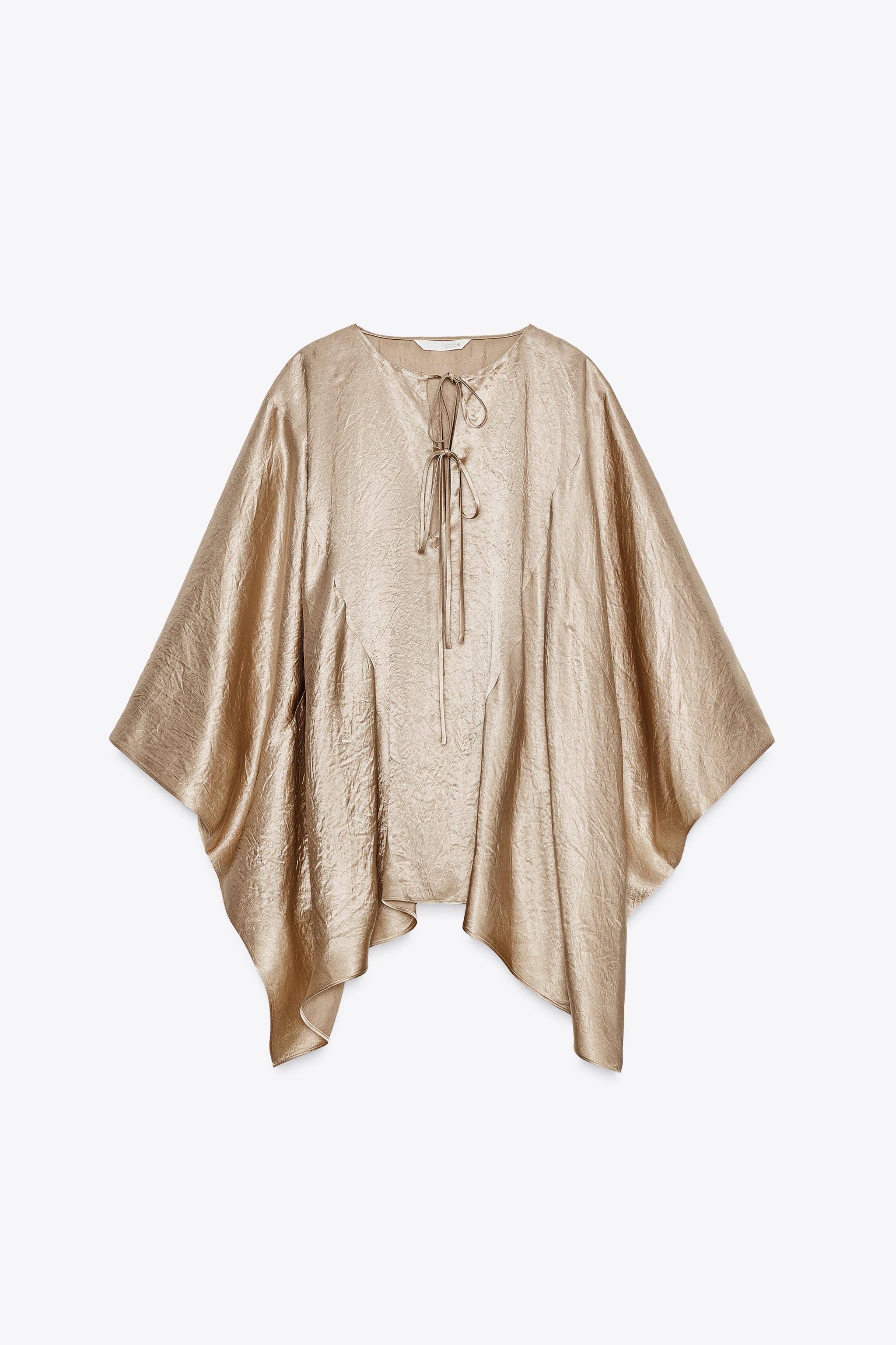 ZW COLLECTION SATIN EFFECT CAPE SHIRT