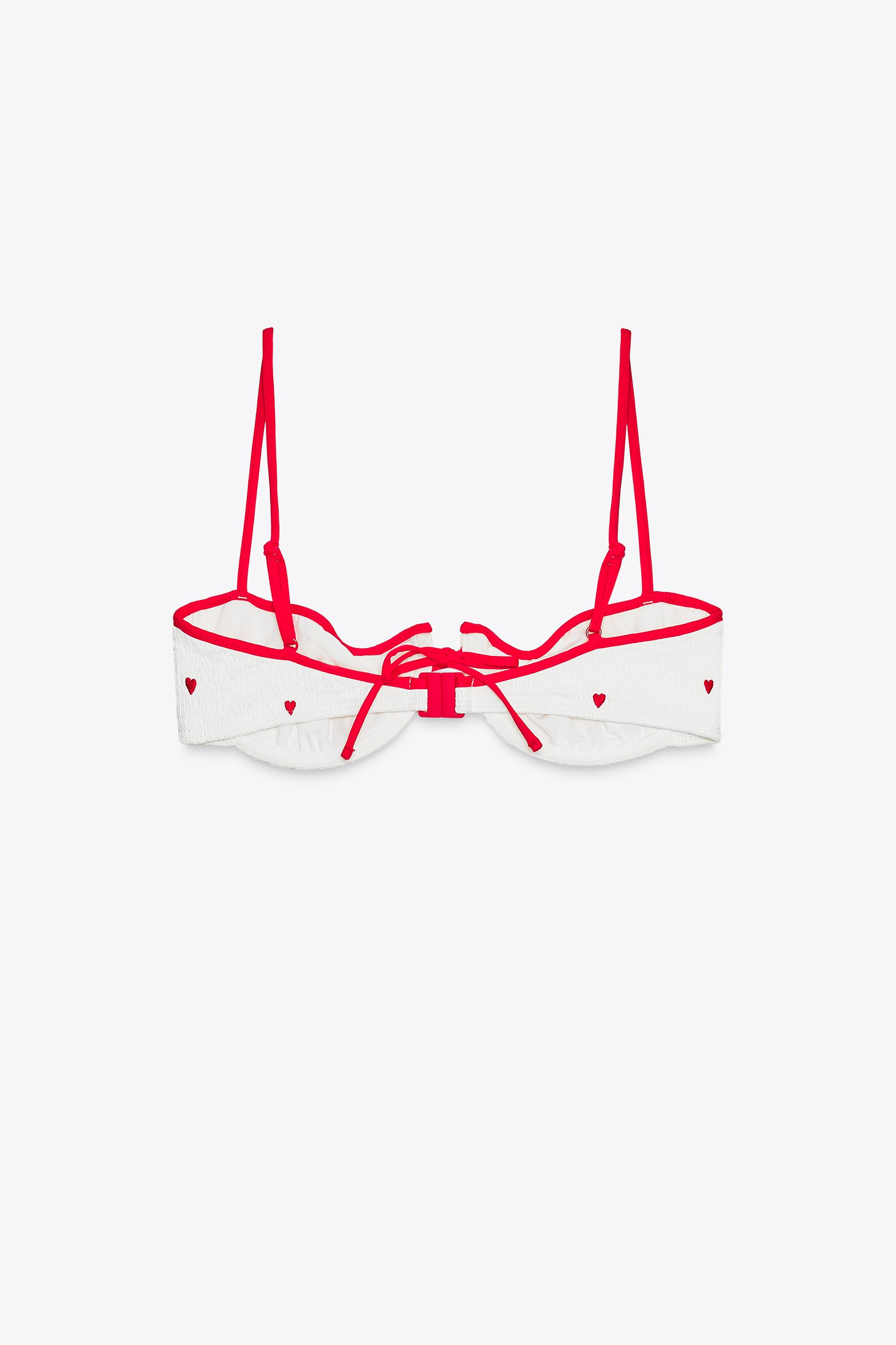 EMBROIDERED ELASTIC UNDERWIRE BIKINI TOP