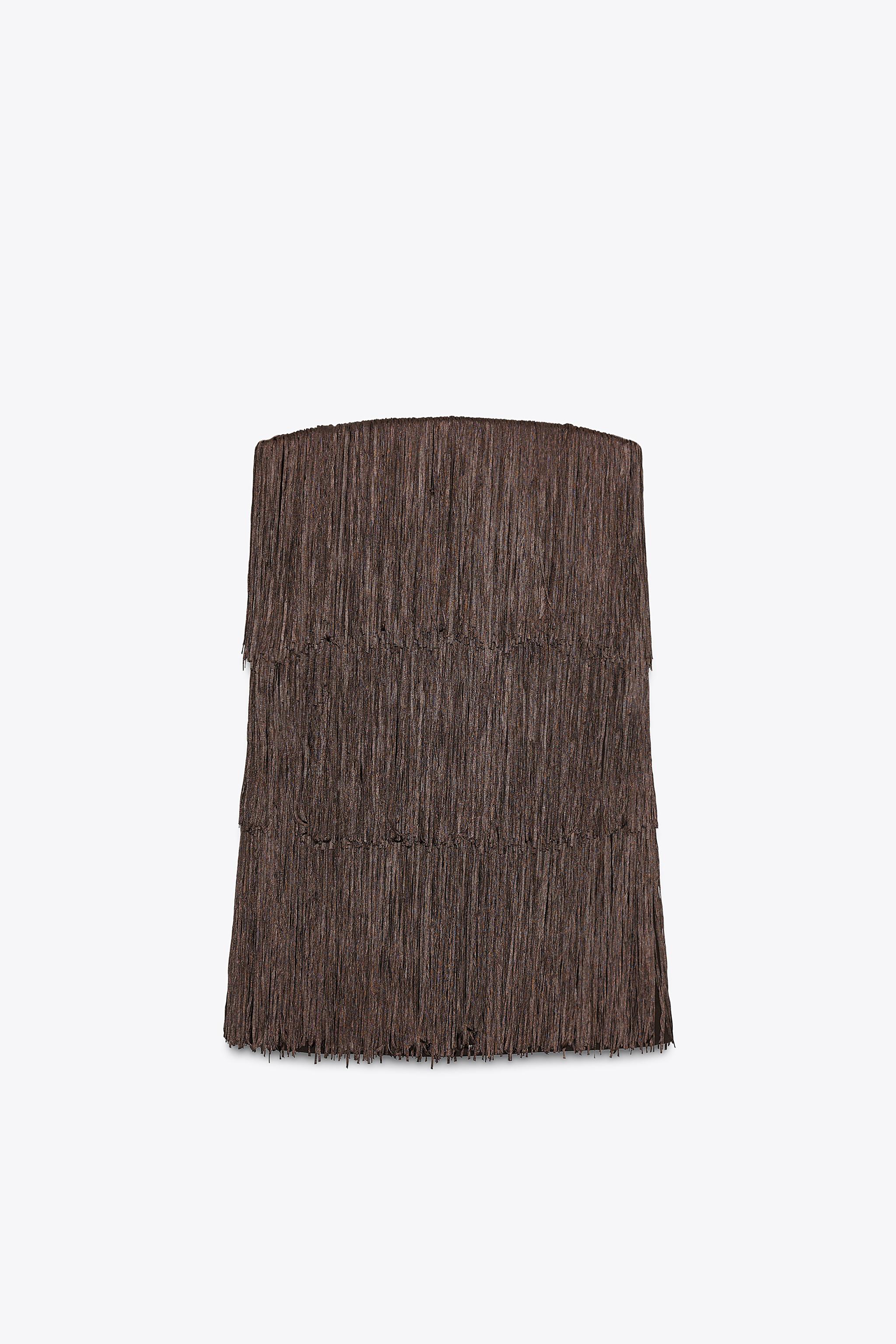 FRINGED STRAPLESS DRESS