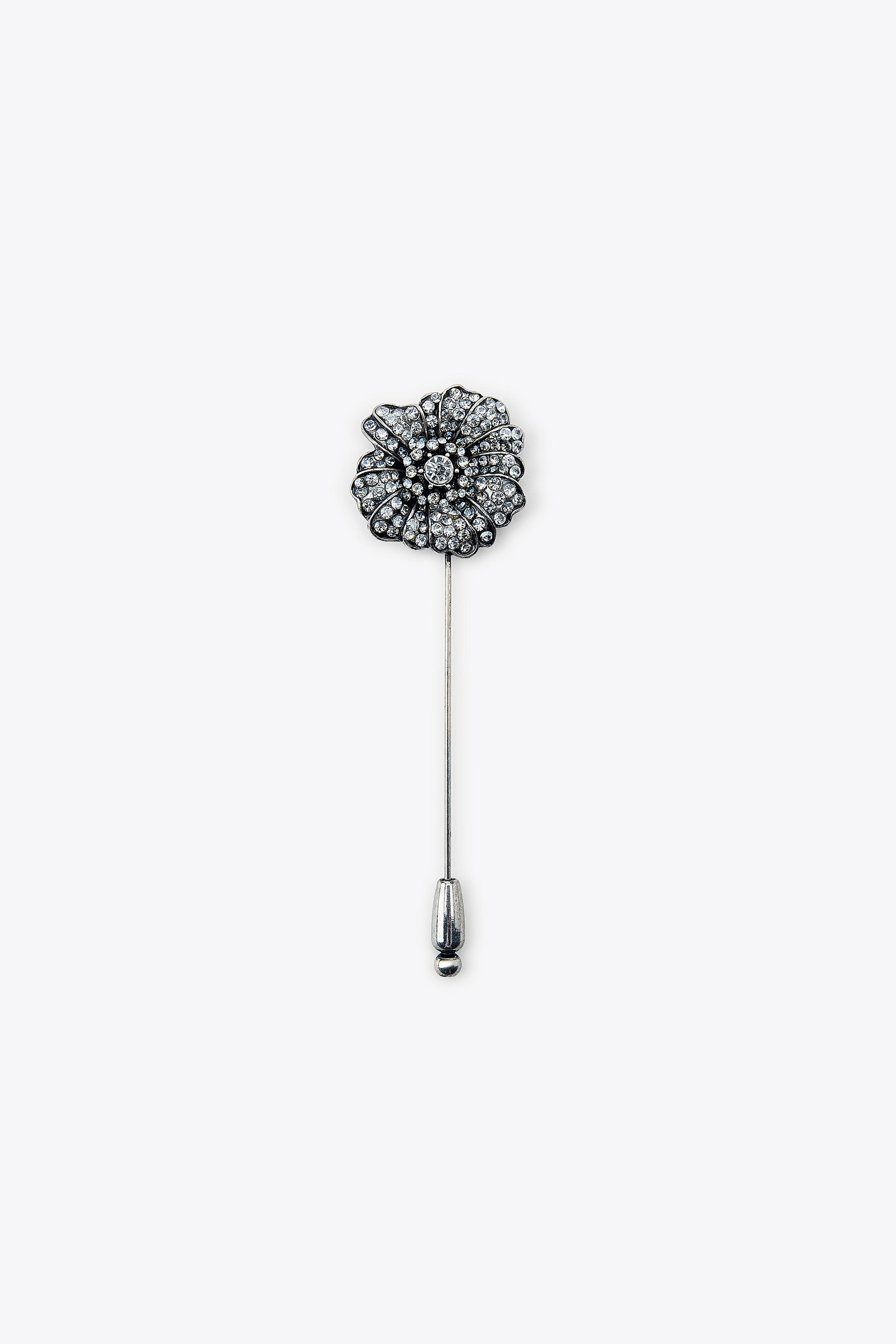 SPARKLY FLORAL PIN BROOCH