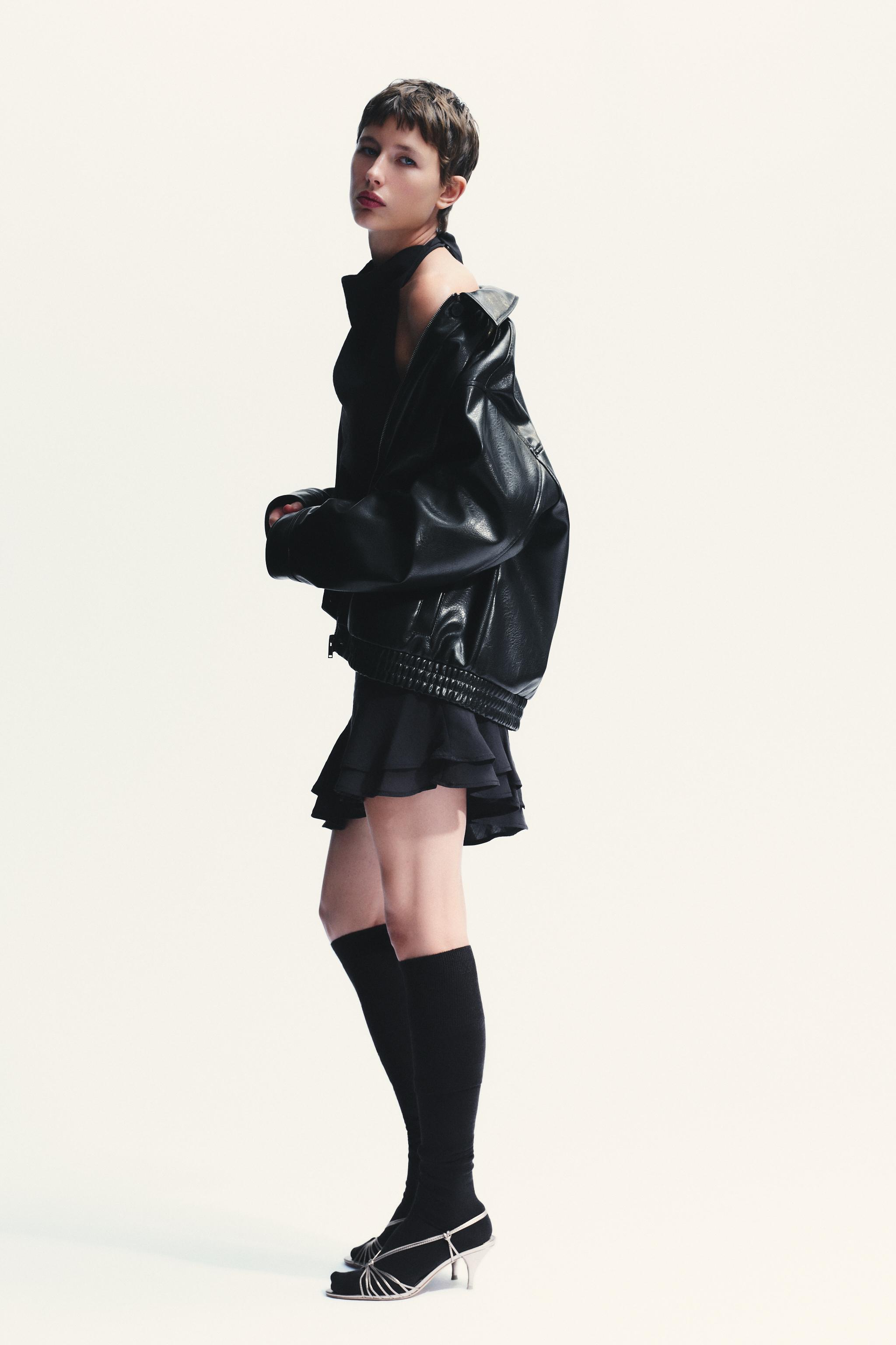 FAUX LEATHER BOMBER JACKET