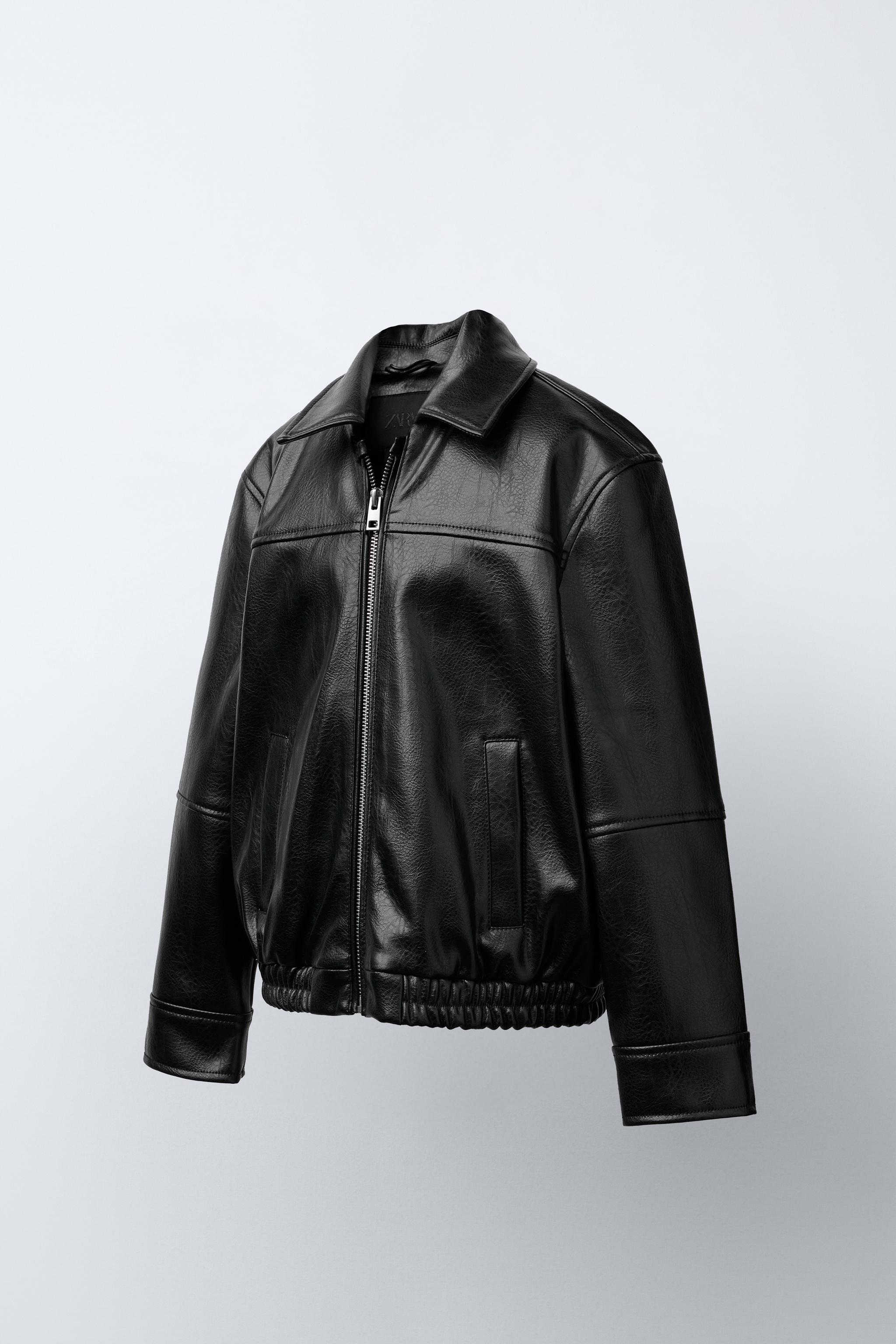 FAUX LEATHER BOMBER JACKET