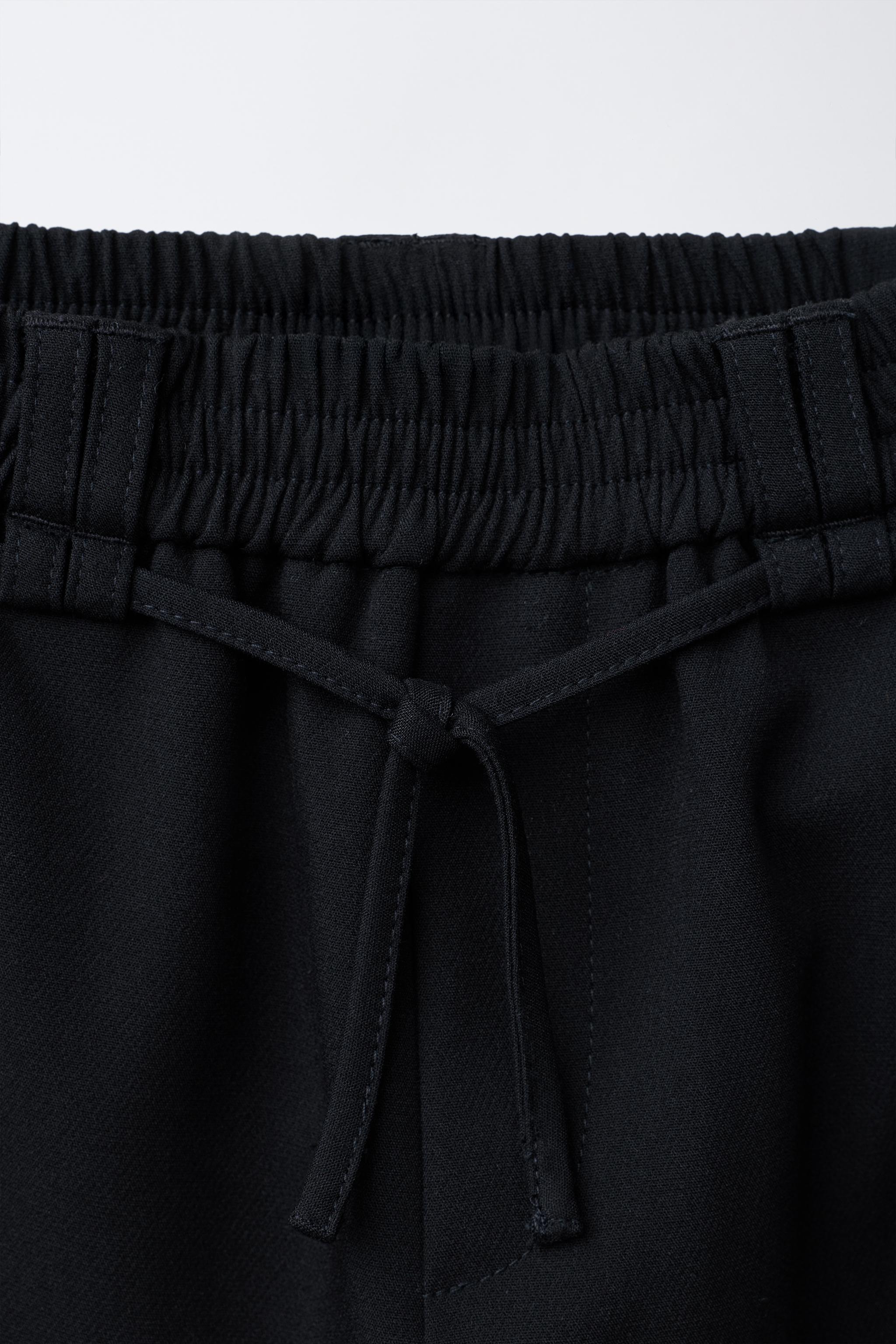 BASIC BELTED WIDE LEG SUIT PANTS