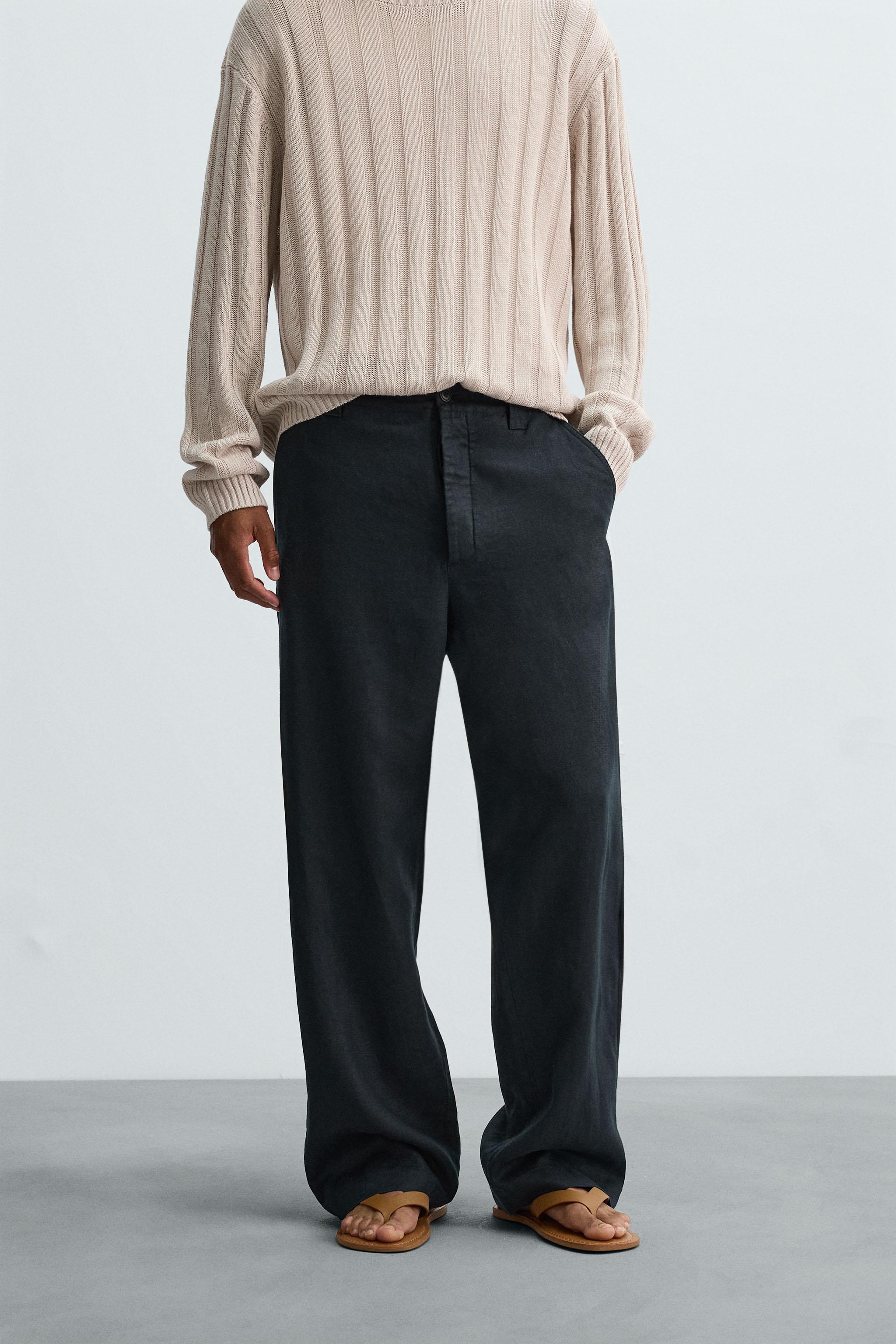 STRAIGHT FIT 100% LINEN PANTS