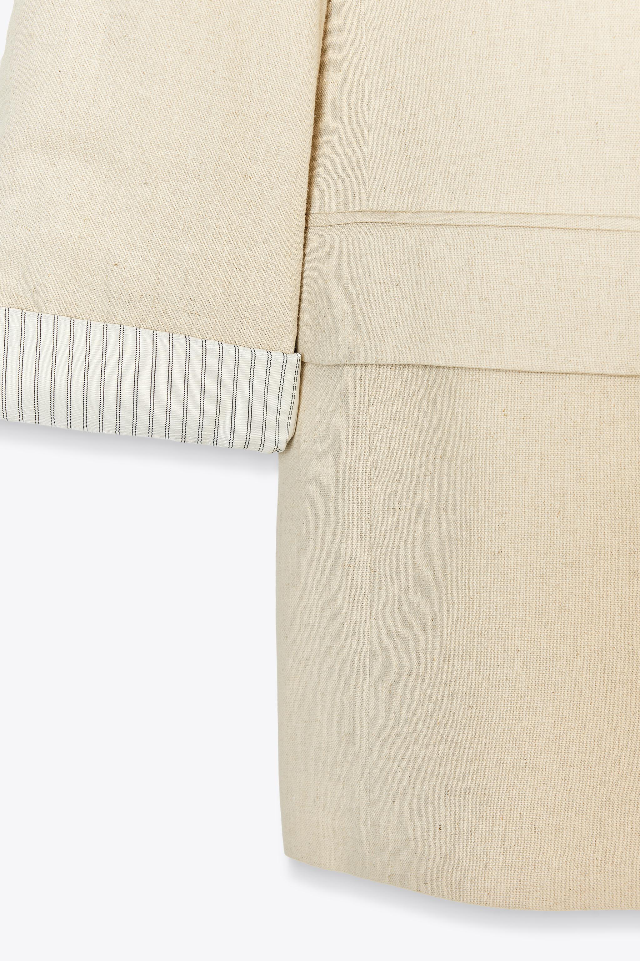 LINEN BLAZER WITH PRINTED CUFFS