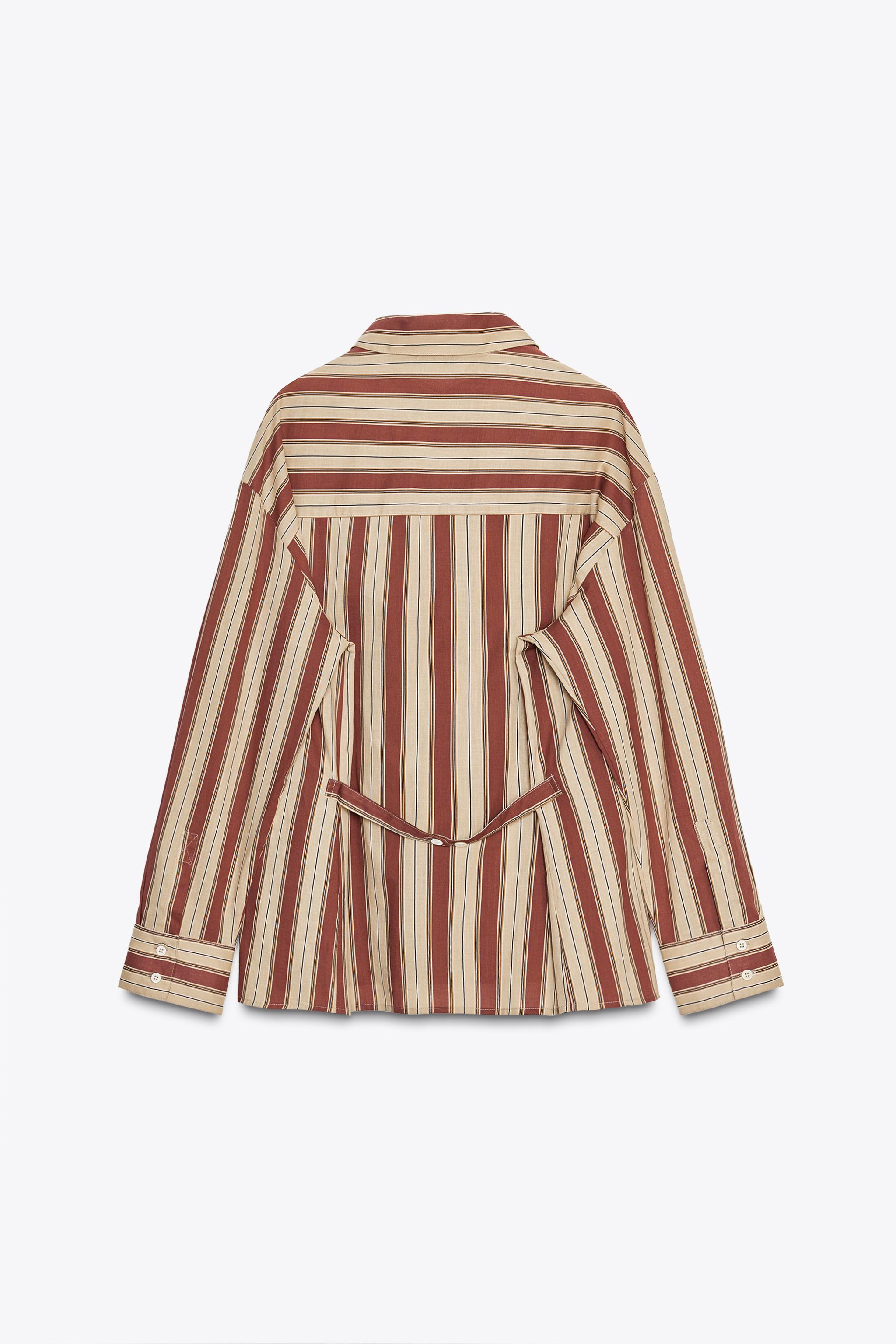 STRIPED SHIRT WITH BACK TAB