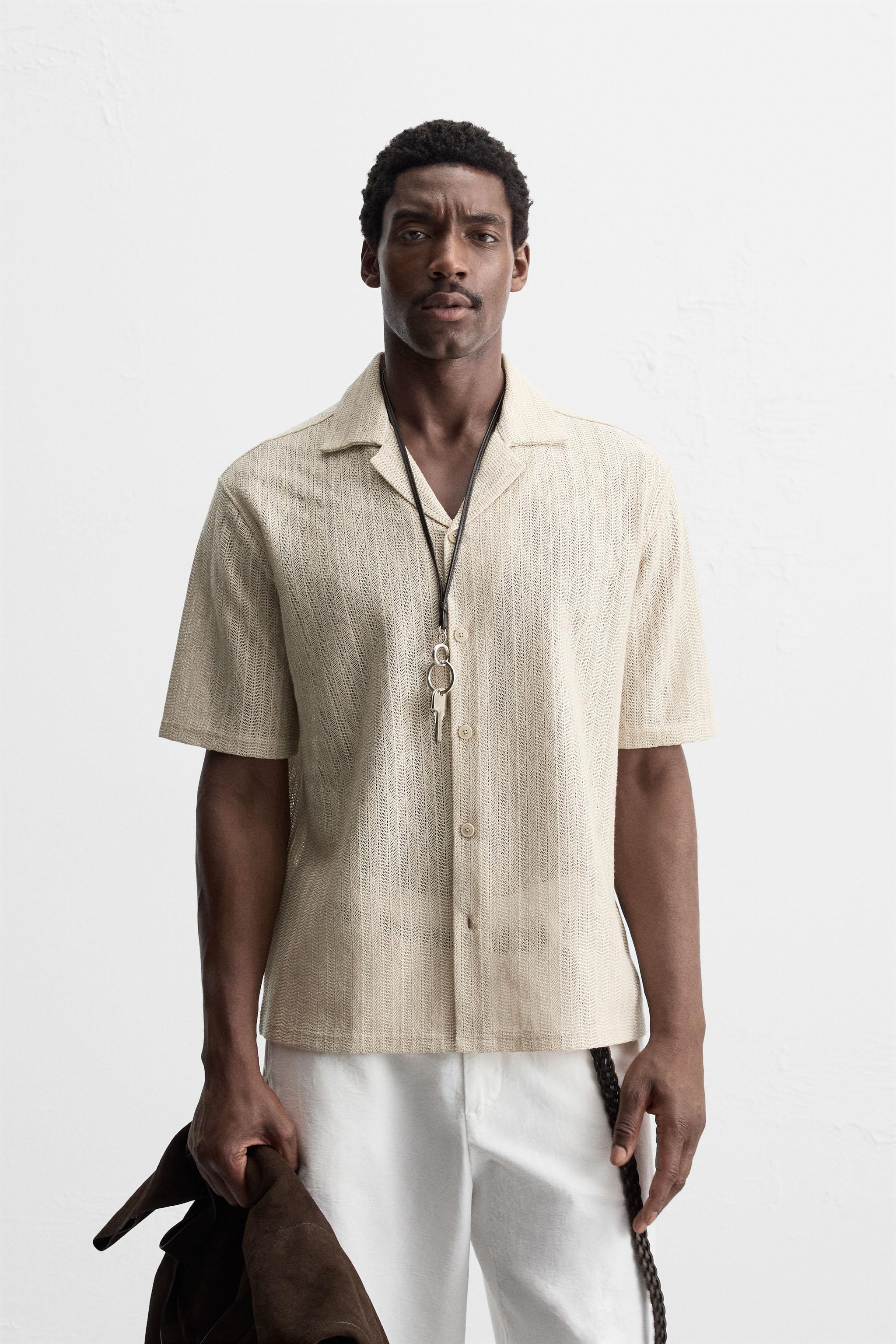 OPEN WEAVE HERRINGBONE SHIRT