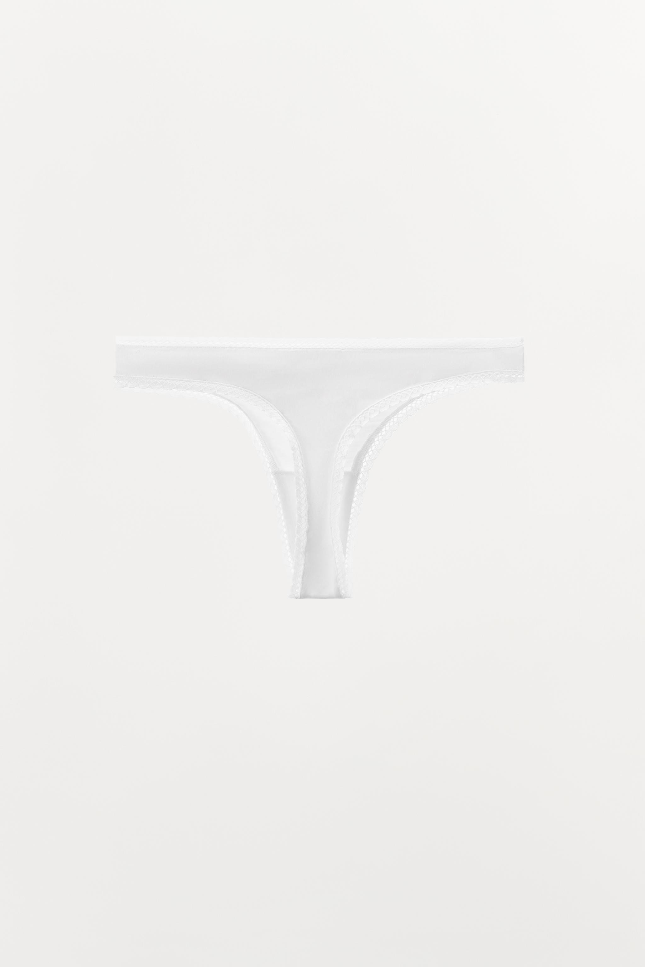 POINTELLE FLORAL THONG