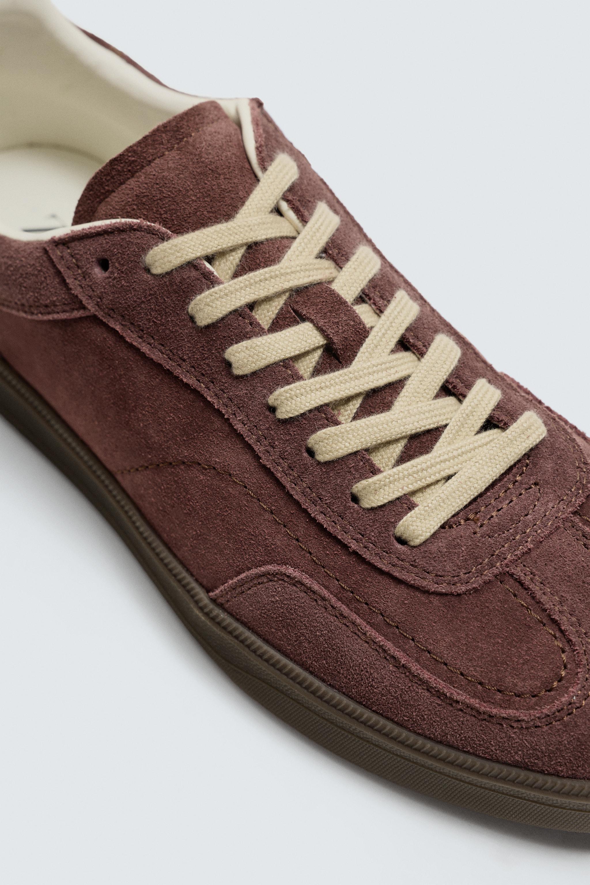 CONTRAST SOLE LEATHER SNEAKERS